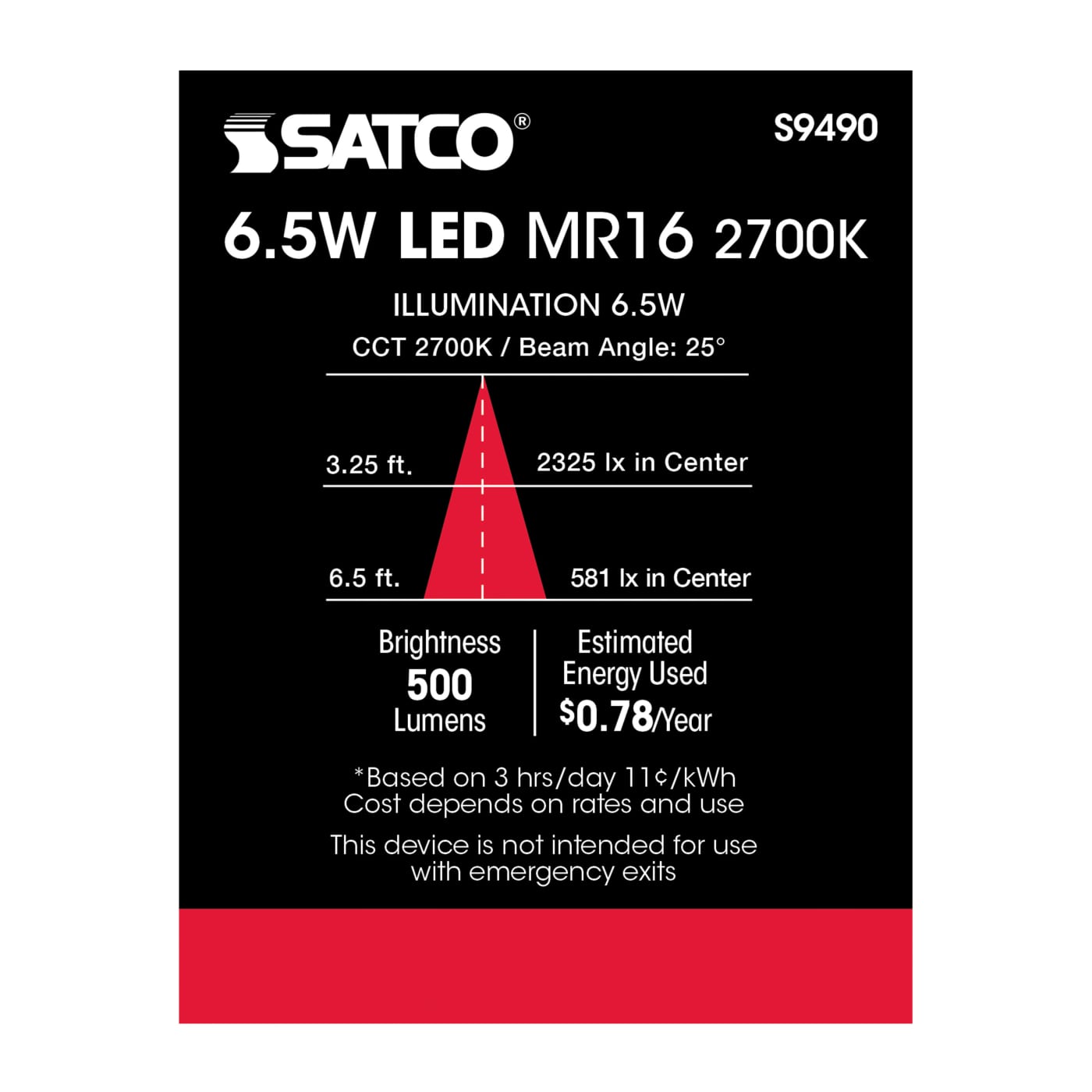 6.5MR16/LED/25'/27K/12V - S9490