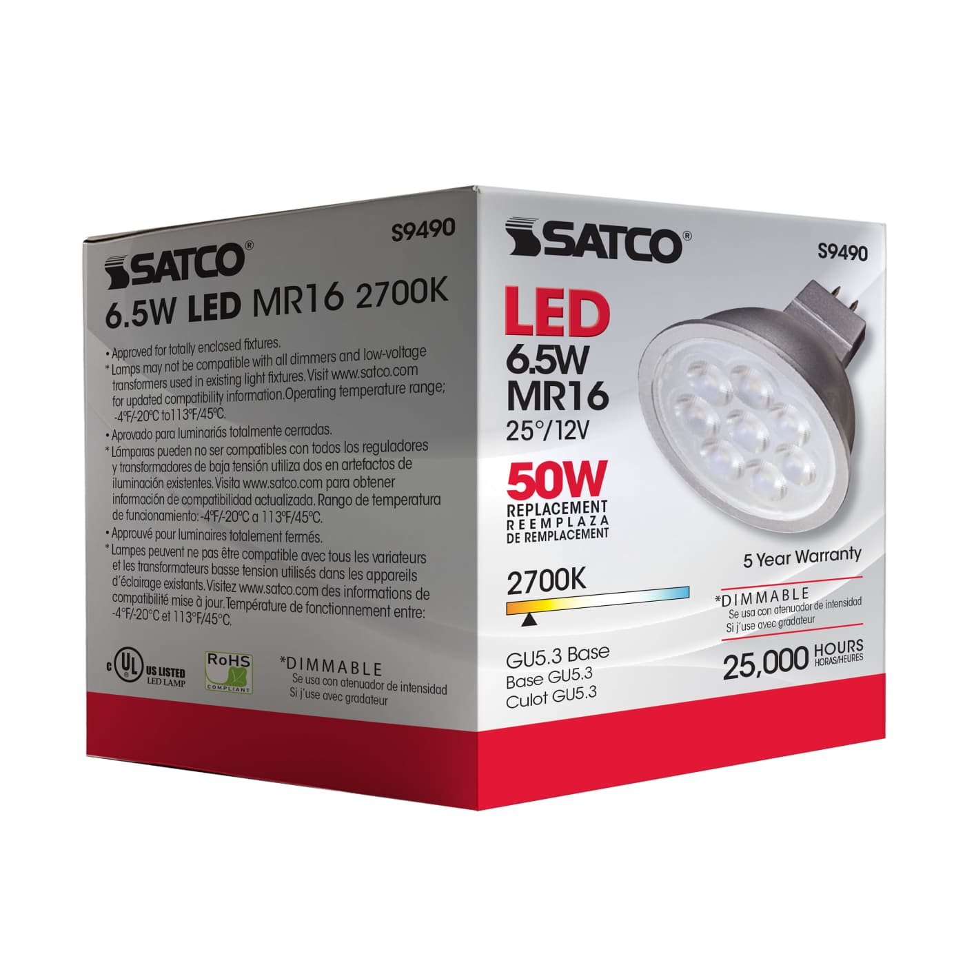 6.5MR16/LED/25'/27K/12V - S9490