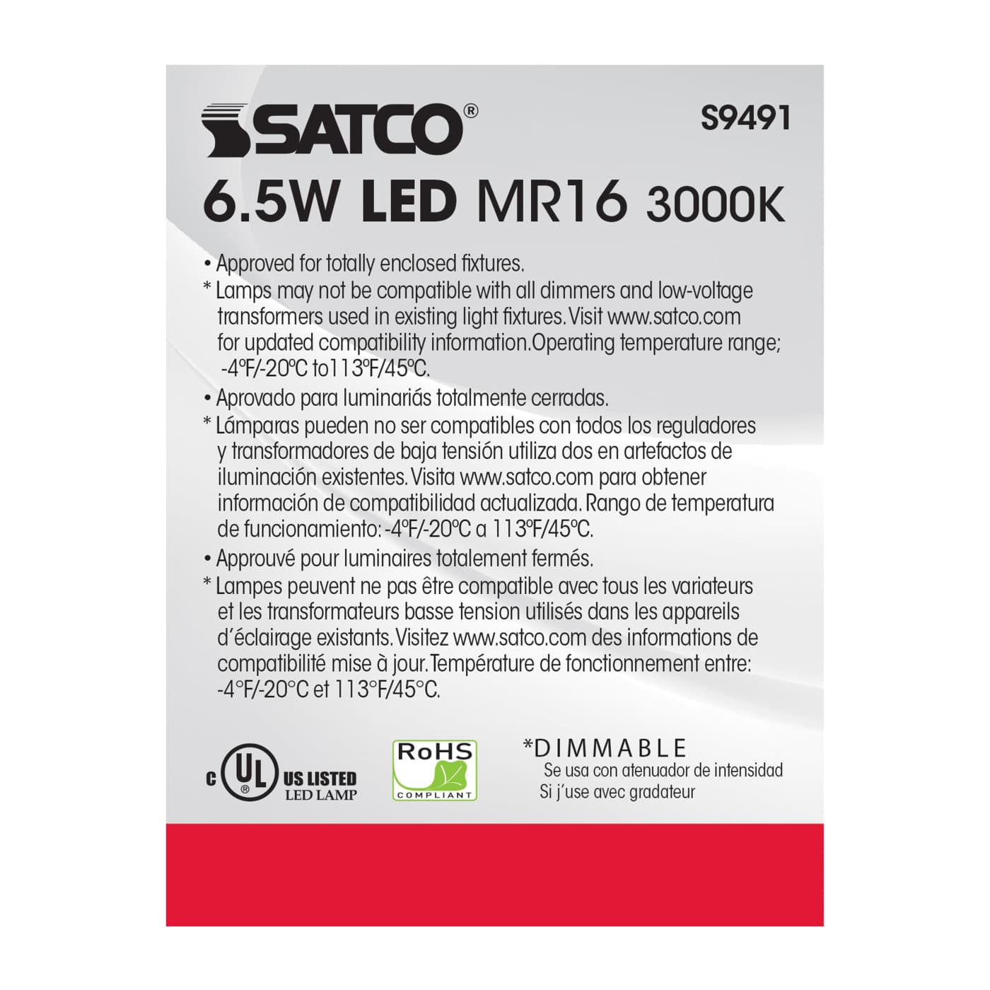 6.5MR16/LED/25'/30K/12V - S9491