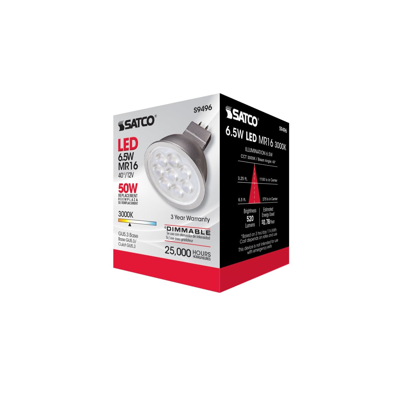 6.5MR16/LED/40'/30K/12V - S9496