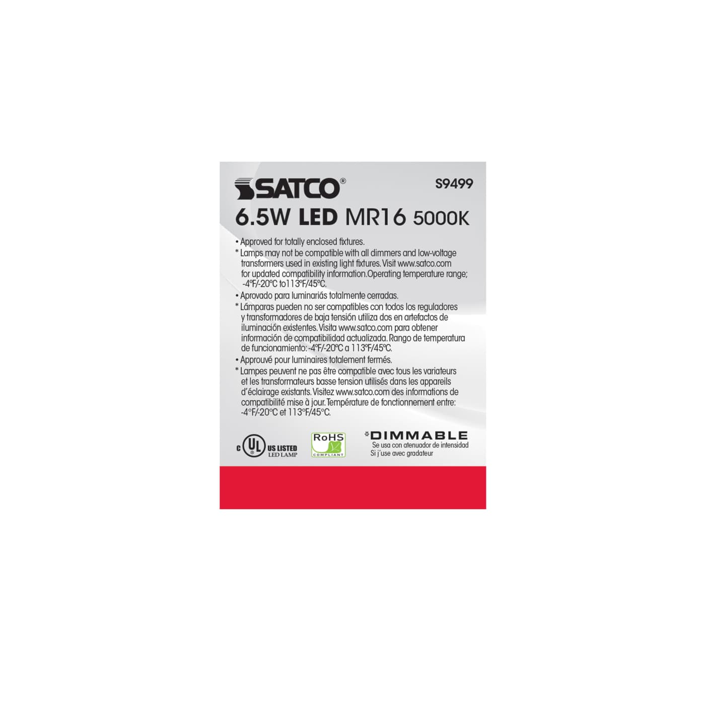 6.5MR16/LED/40'/50K/12V - S9499