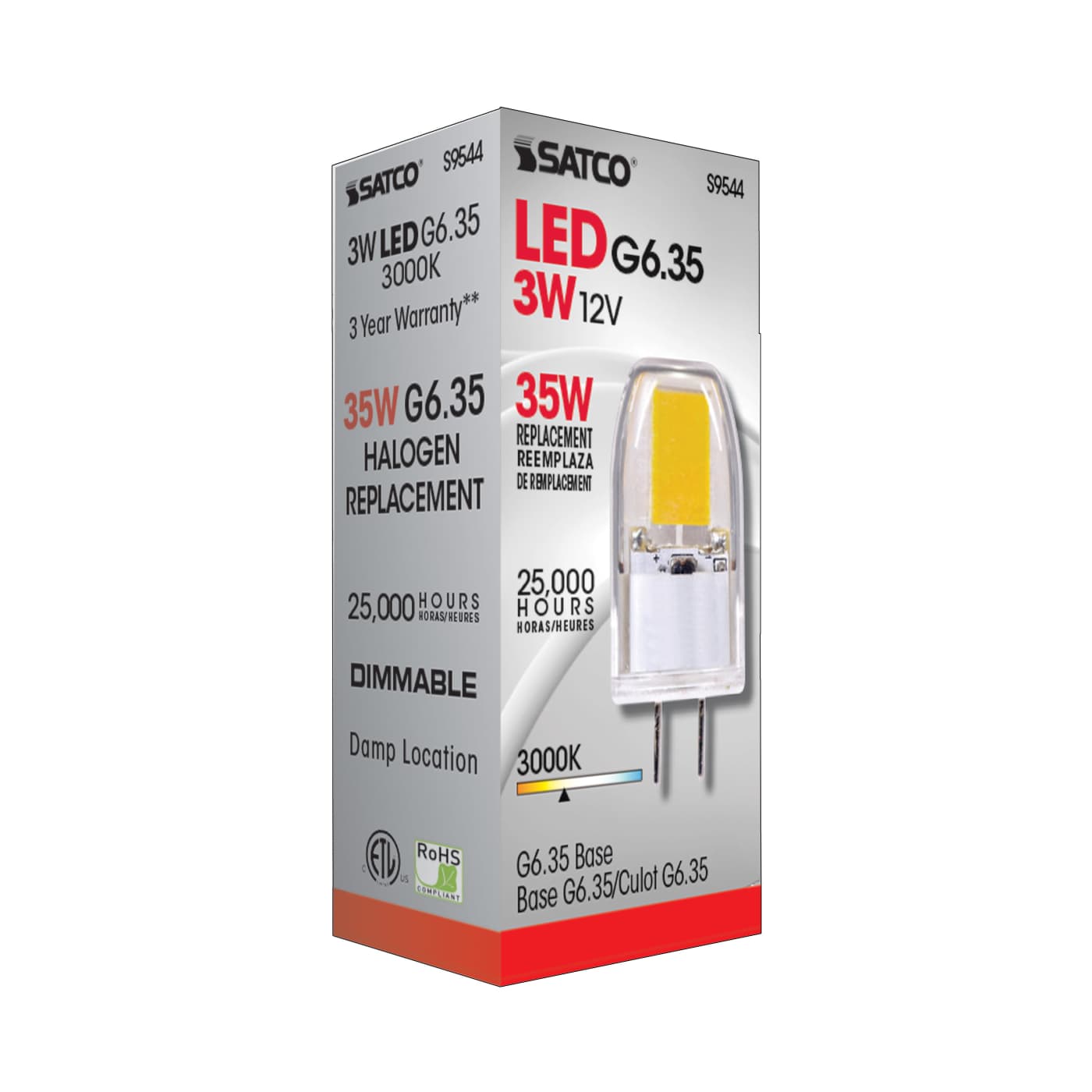 LED 3W JC/G6.35 12V 3000K 300L - S9544