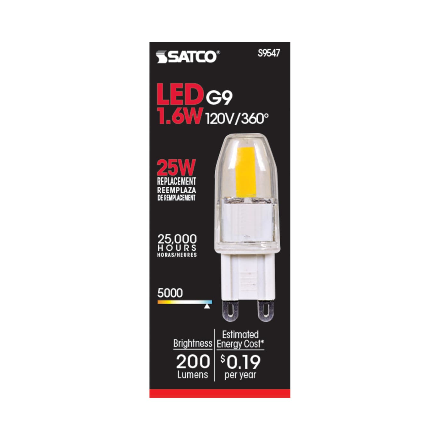 LED 1.6W JCD/G9 120V 5000K - S9547