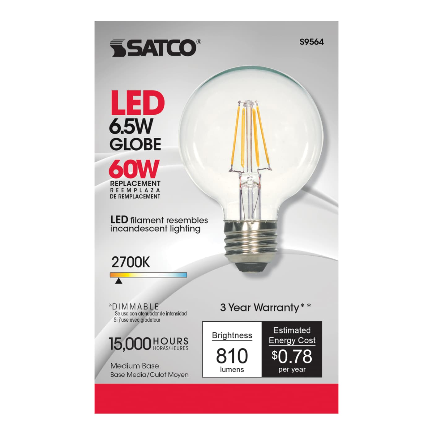 7G25/CL/LED/E26/27K/120V - S9564