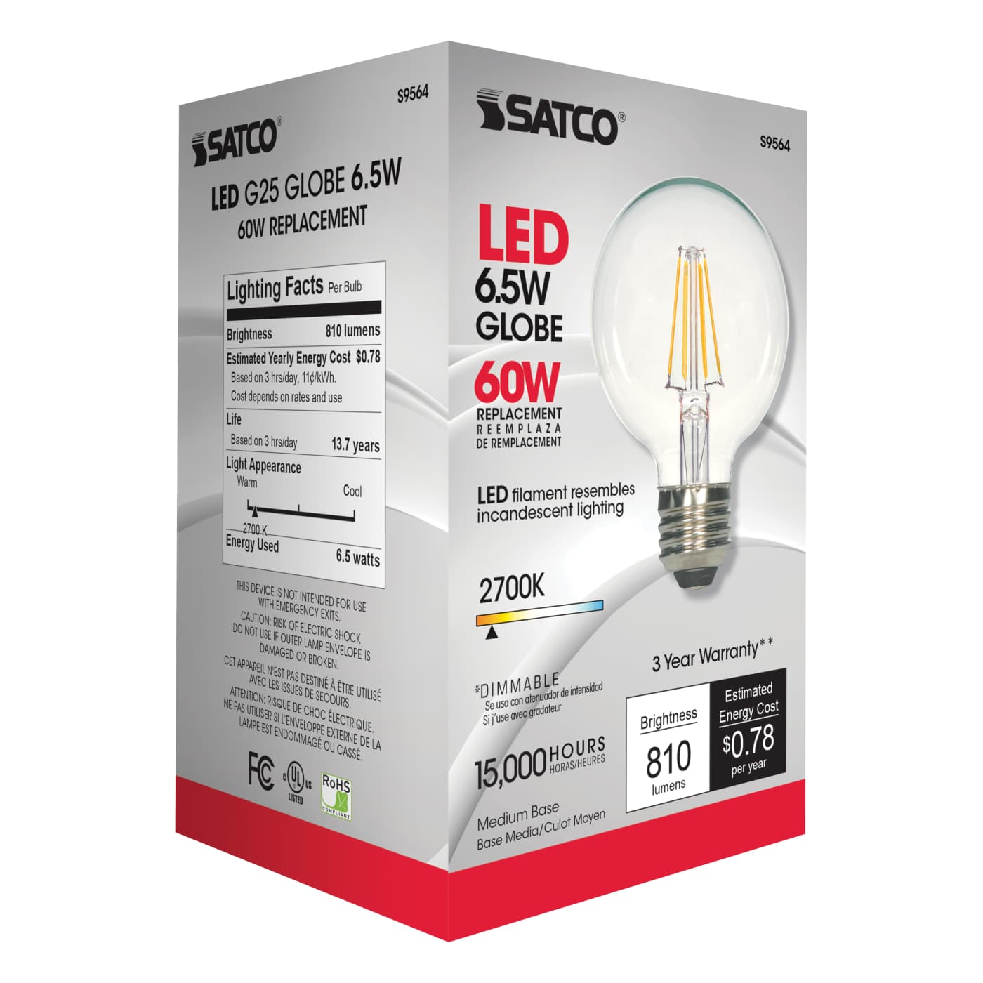 7G25/CL/LED/E26/27K/120V - S9564