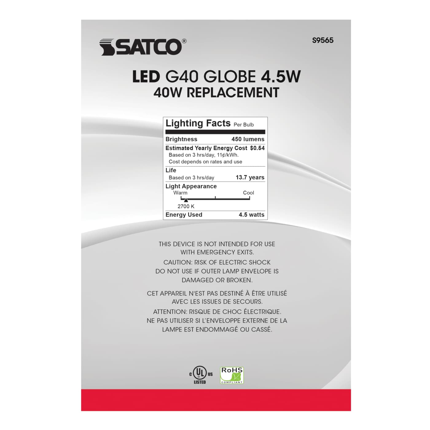 5.5G40/CL/LED/E26/27K/120V - S9565