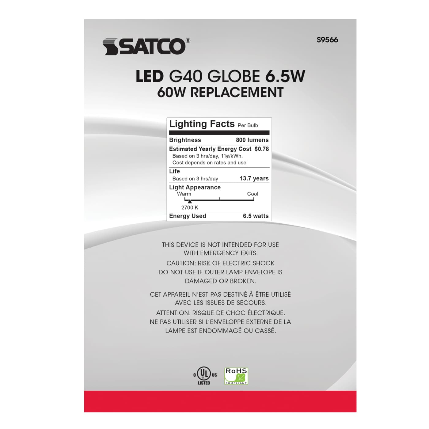 7G40/CL/LED/E26/27K/120V - S9566