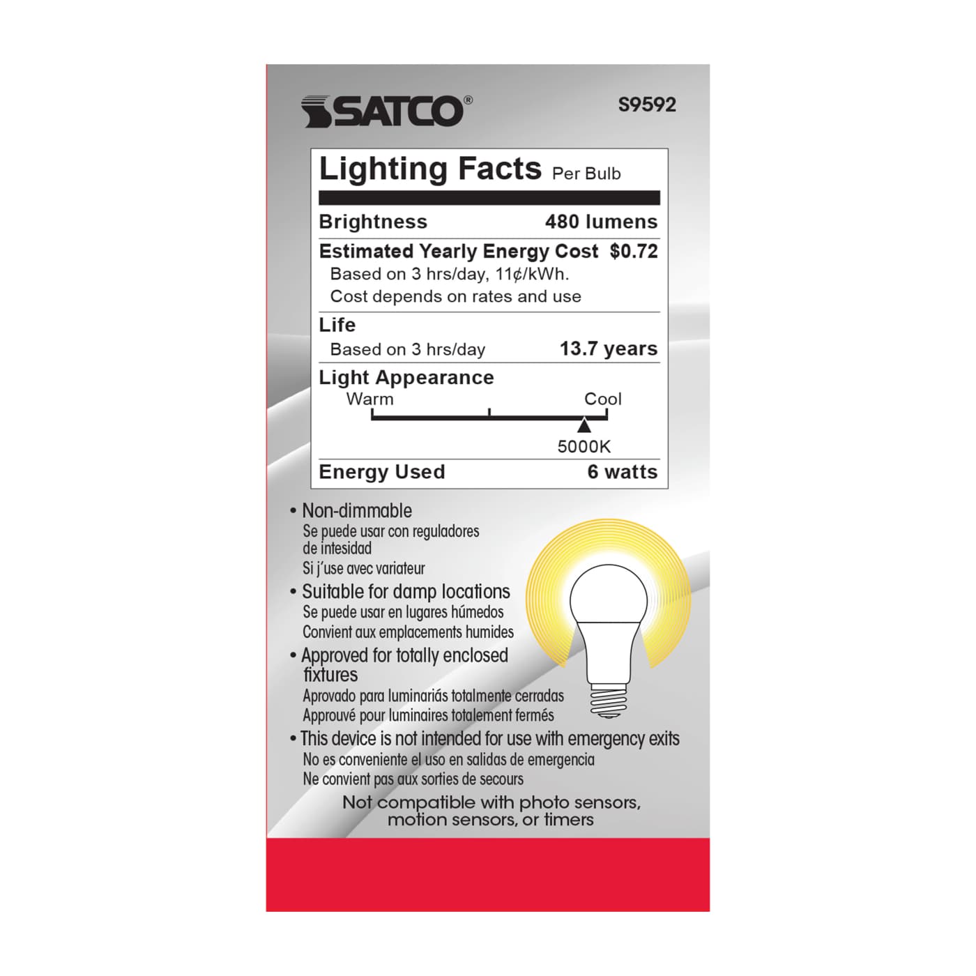 6A19/LED/5000K/ND/120V - S9592