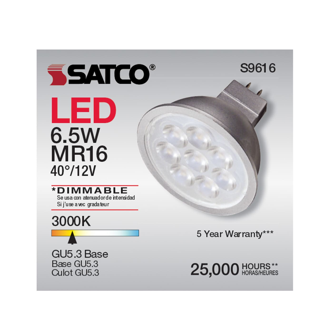 6.5MR16/LED/40'/30K/12V/90CRI - S9616