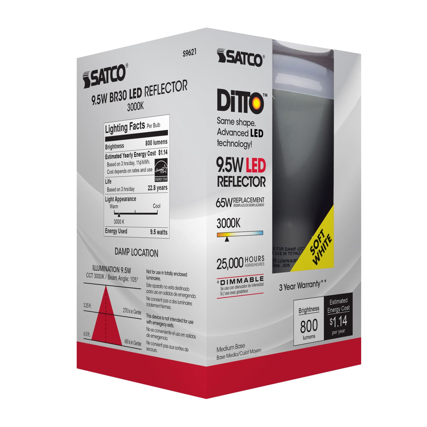 9.5BR30/LED/3000K/750L/120V/D - S9621