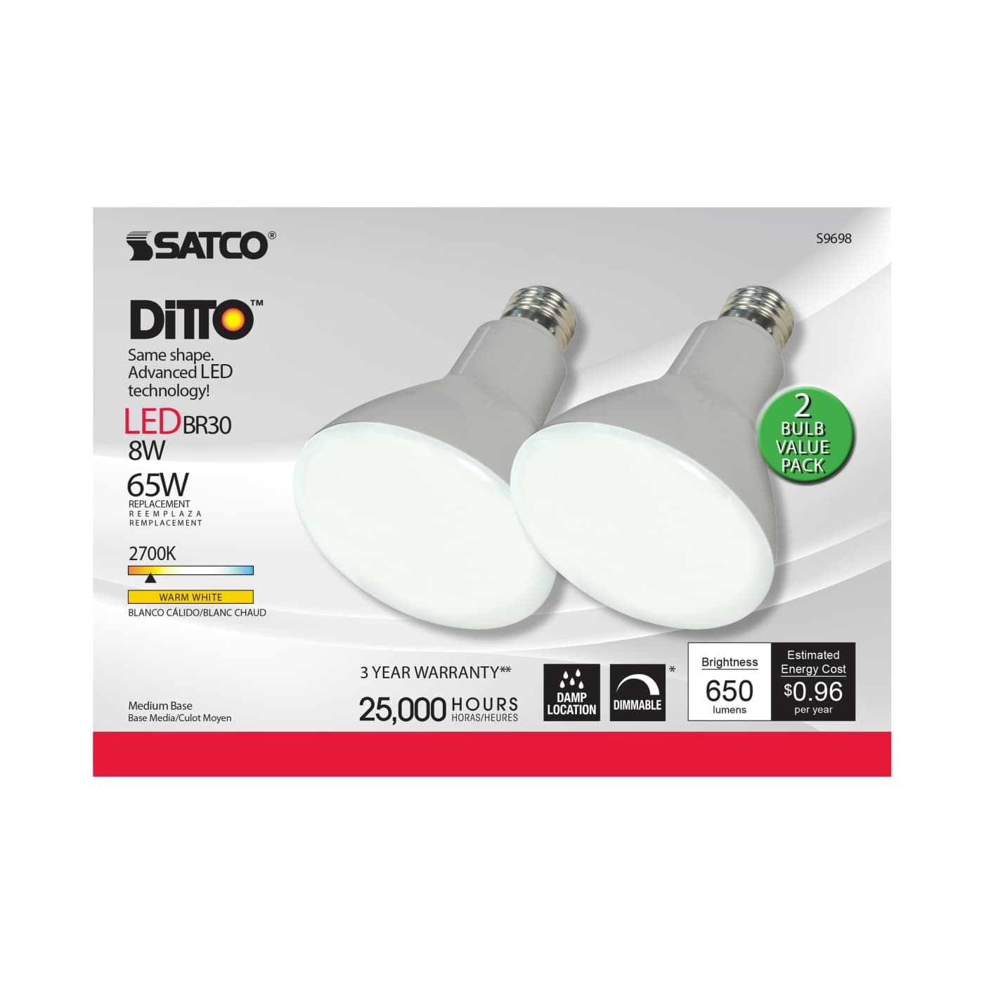 8BR30/LED/2700K/650L/2PK - S9698