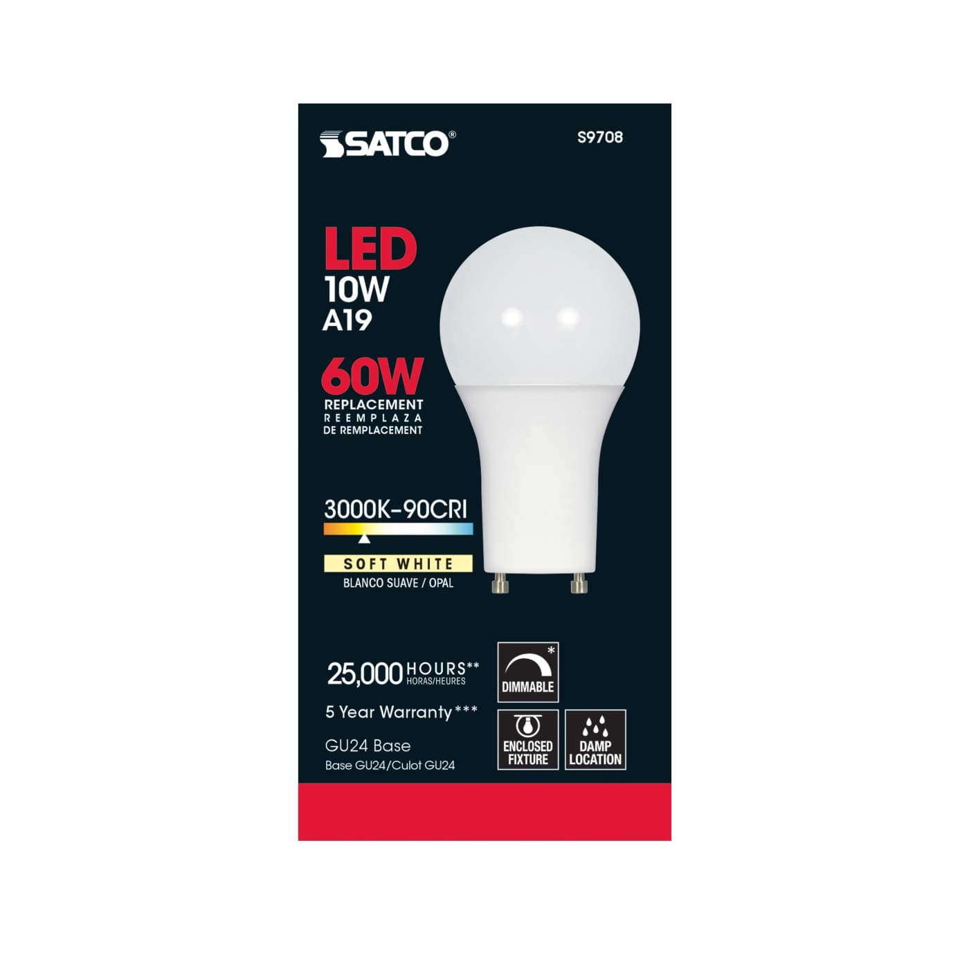 10A19/OMNI/LED/3K/90CRI/GU24 - S9708