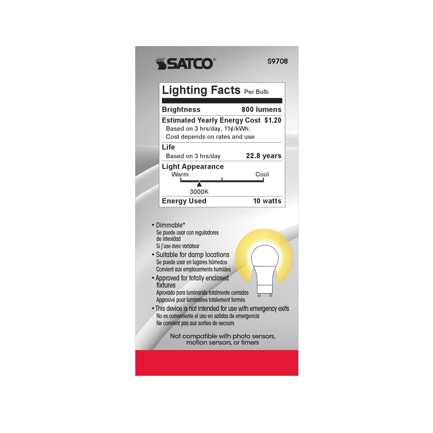 10A19/OMNI/LED/3K/90CRI/GU24 - S9708