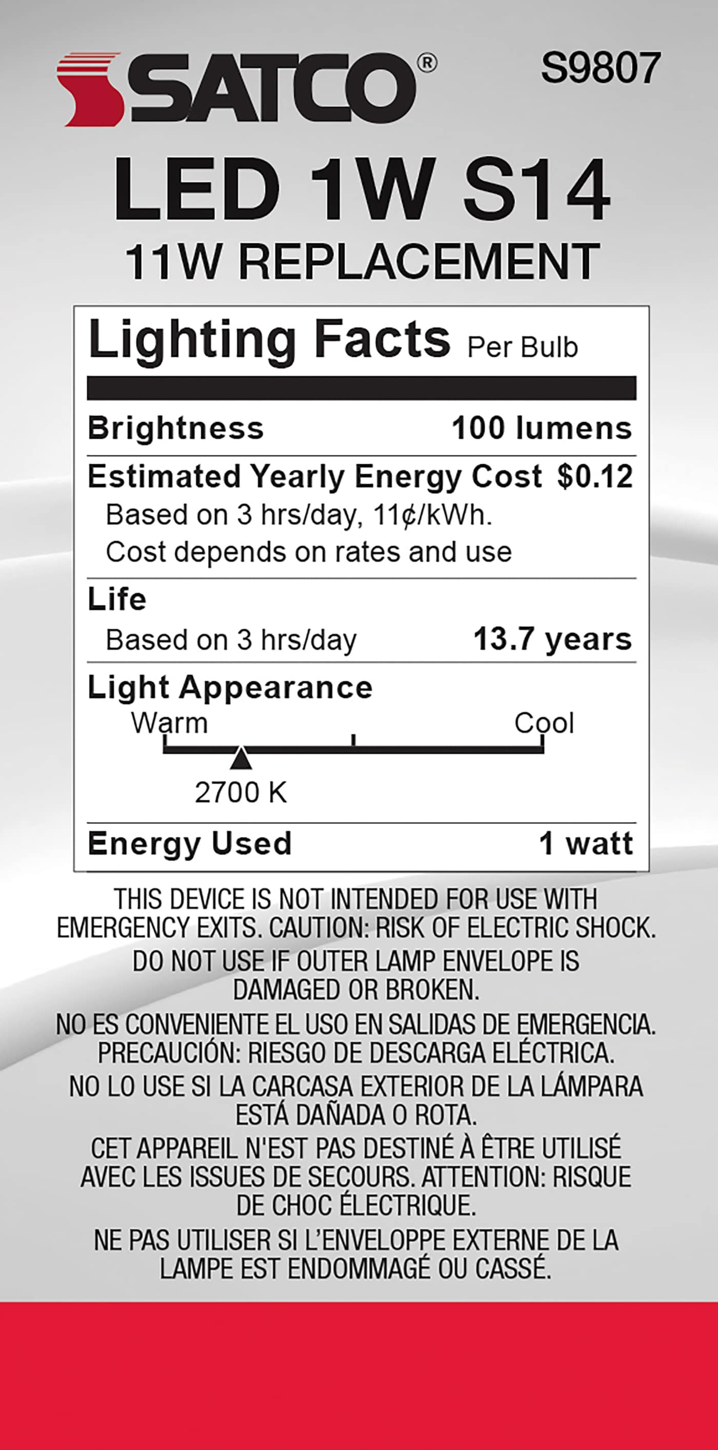 1WS14/LED/CL/27K/120V/ND - S9807