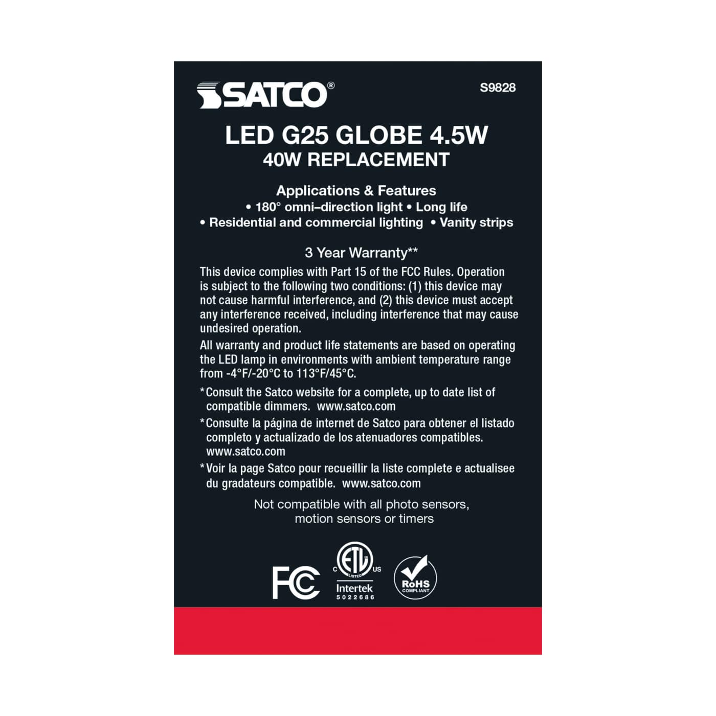 4.5G25/SLV/LED/E26/27K/120V - S9828