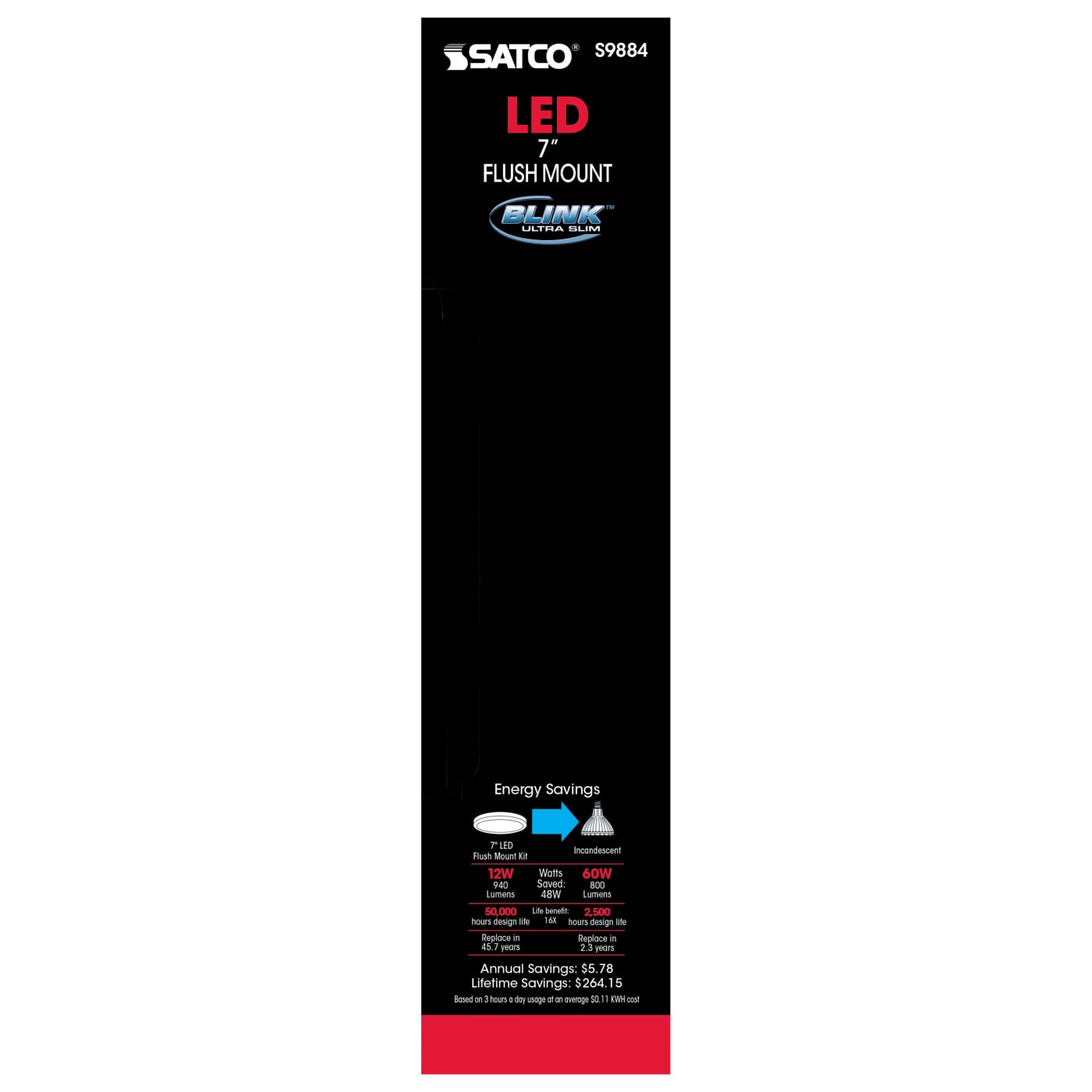 12W/LED/7"FLUSH/3K/PN/SL - S9884