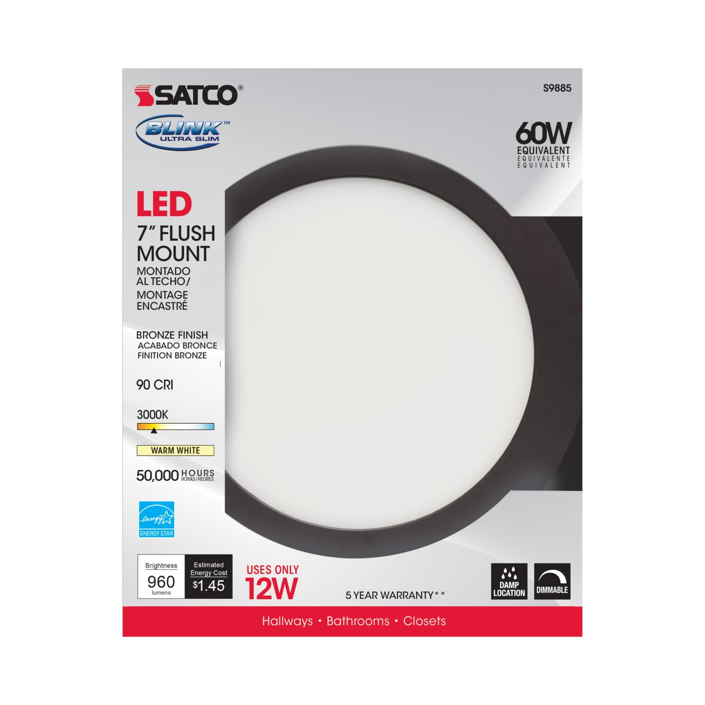 12W/LED/7"FLUSH/3K/BRZ/SL - S9885