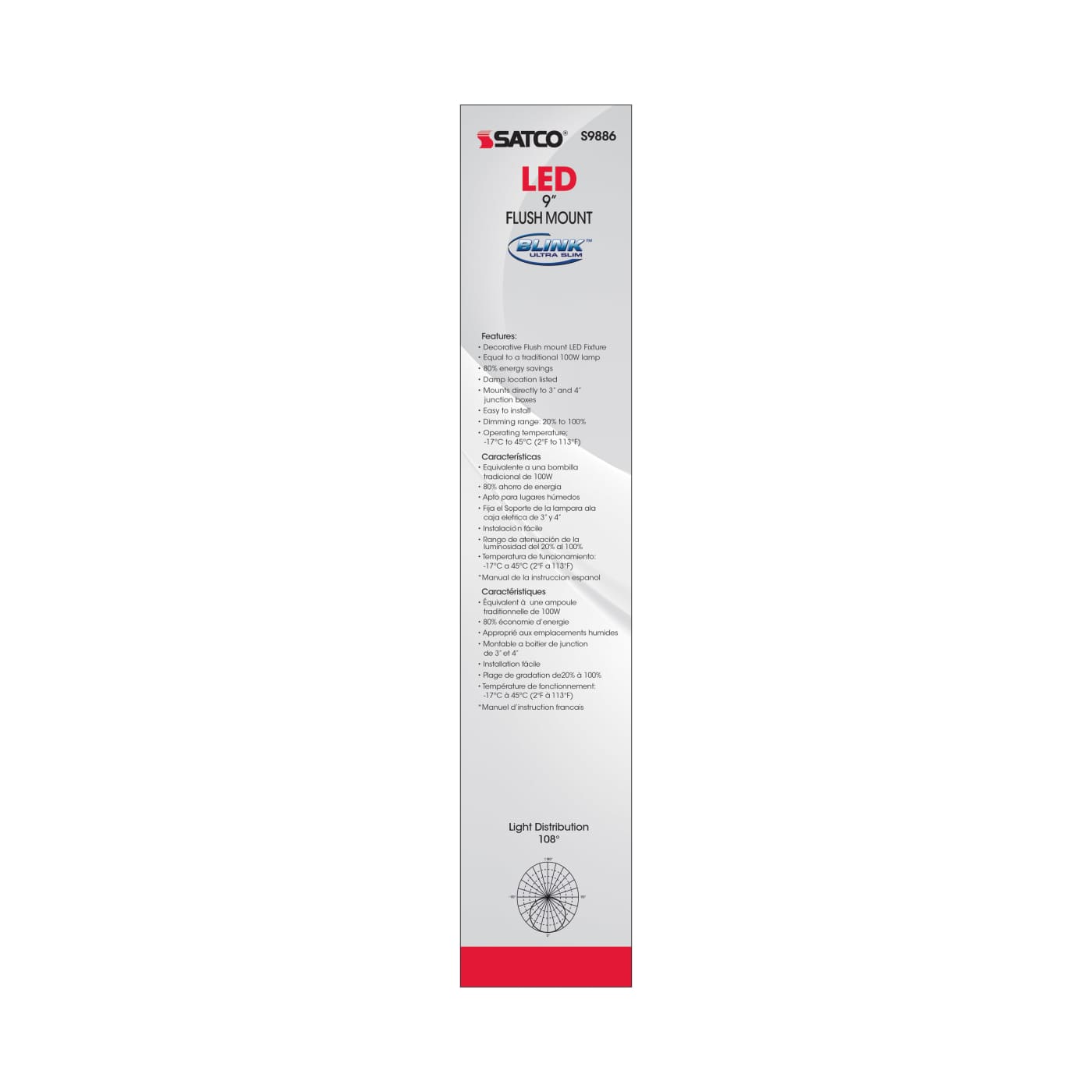 16W/LED/9"FLUSH/3K/WH/SL - S9886