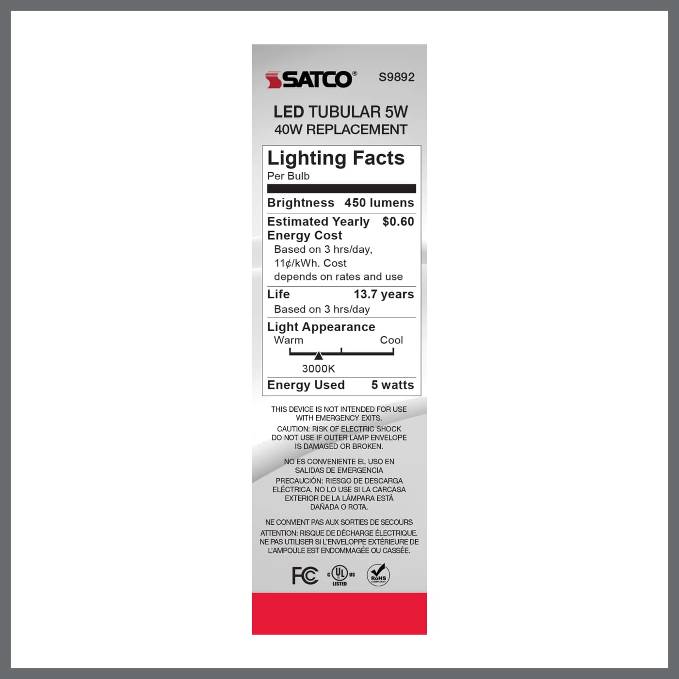 5T10/LED/E26/30K/120V - S9892