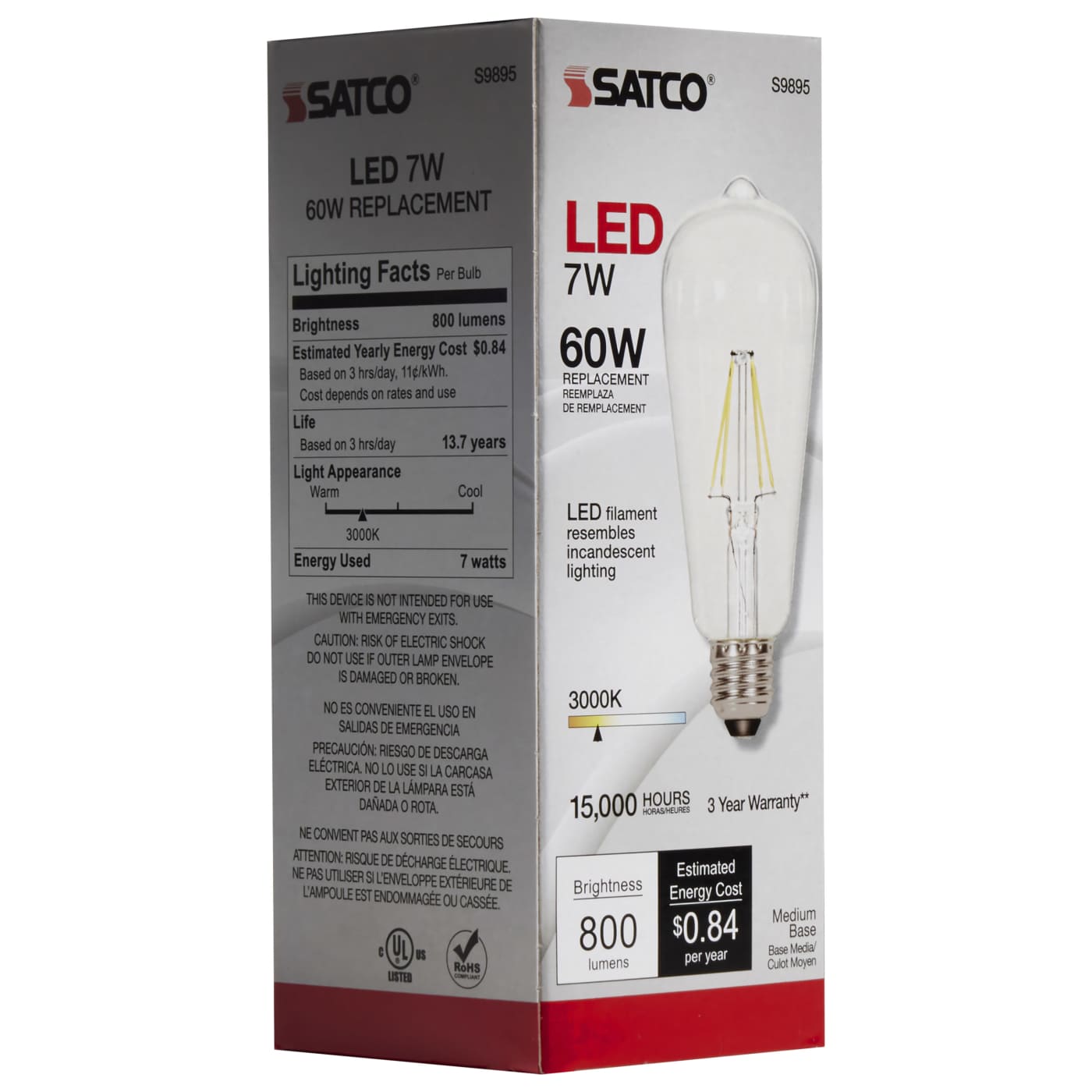 7ST19/CL/LED/E26/30K/120V - S9895