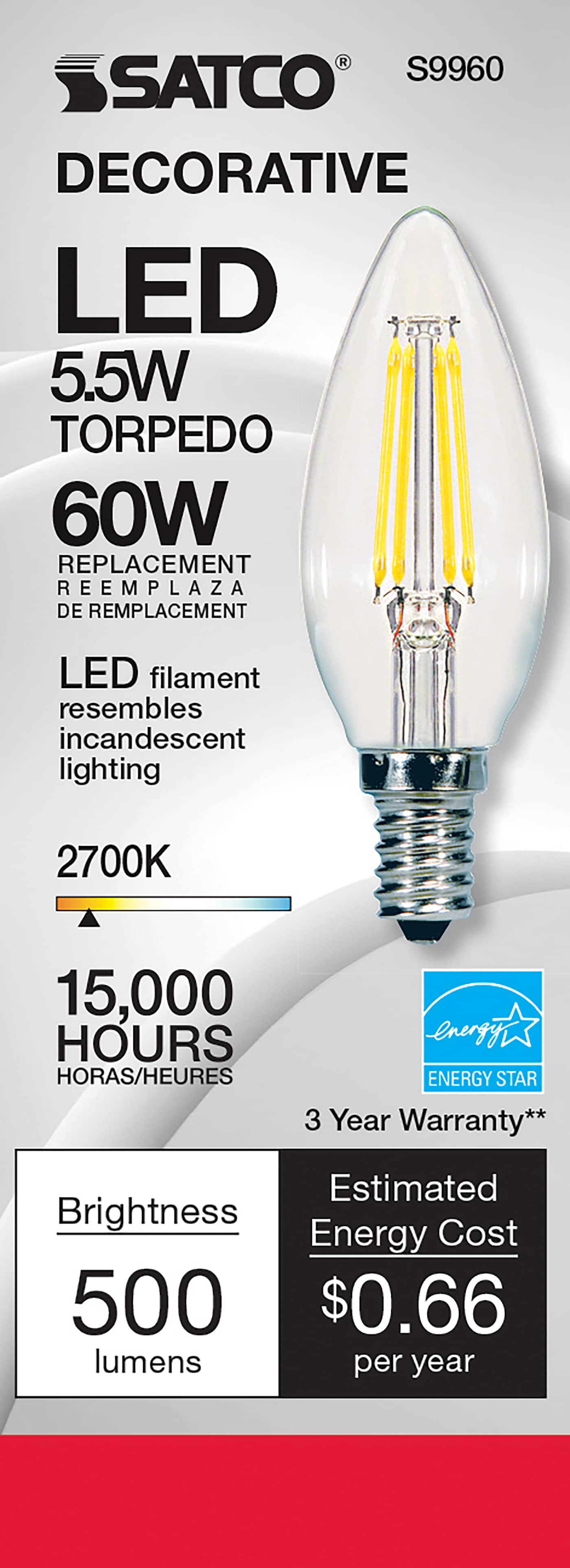 5.5W CTC/LED/27K/CL/120V - S9960