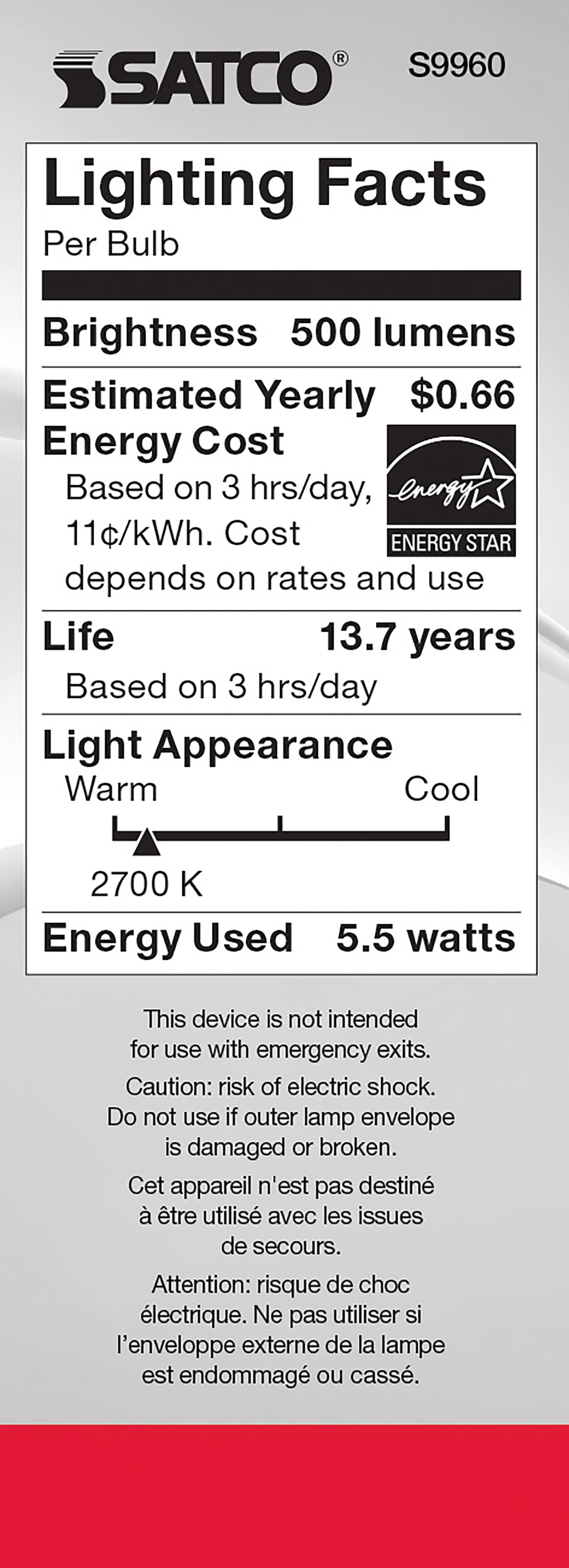 5.5W CTC/LED/27K/CL/120V - S9960