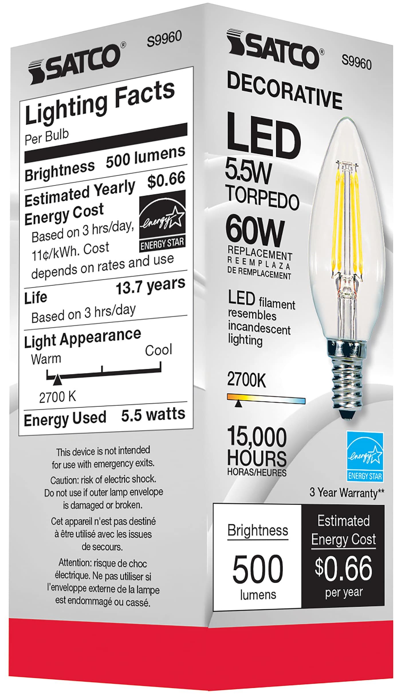 5.5W CTC/LED/27K/CL/120V - S9960