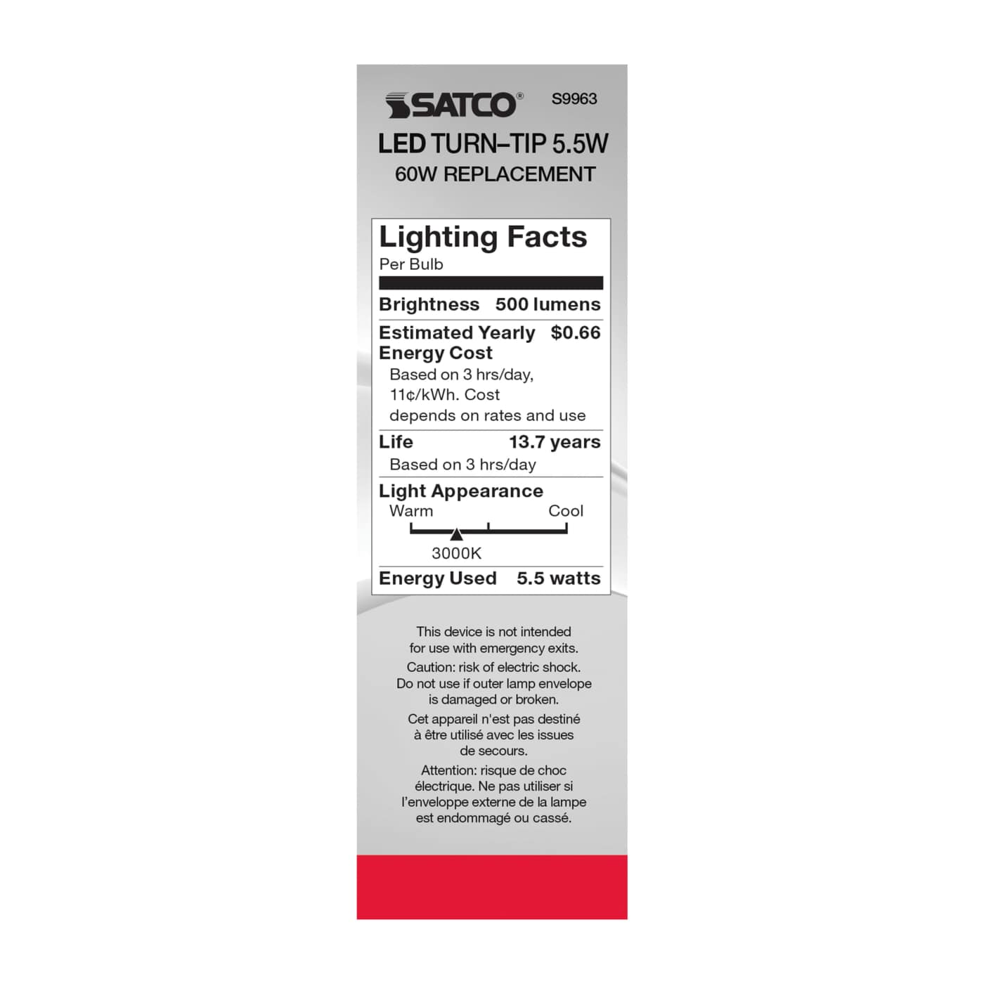 5.5W CFC/LED/30K/CL/120V - S9963