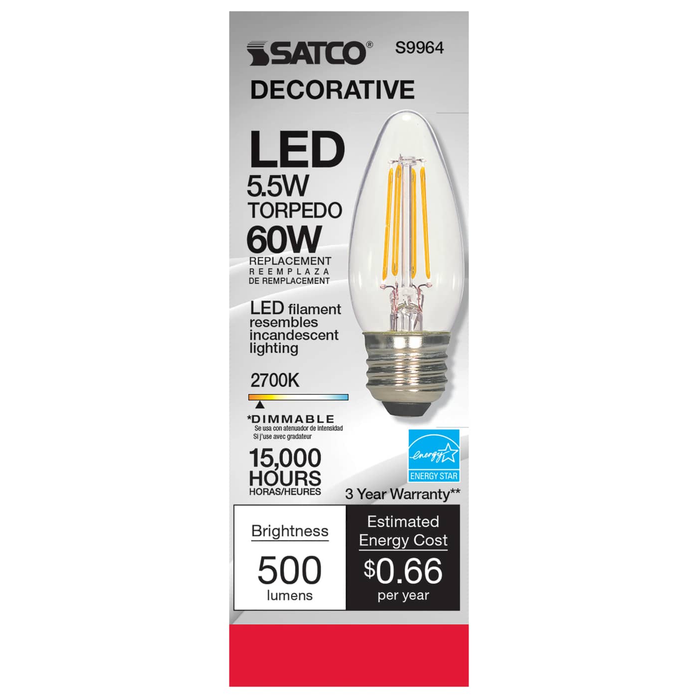 5.5W ETC/LED/27K/CL/120V - S9964