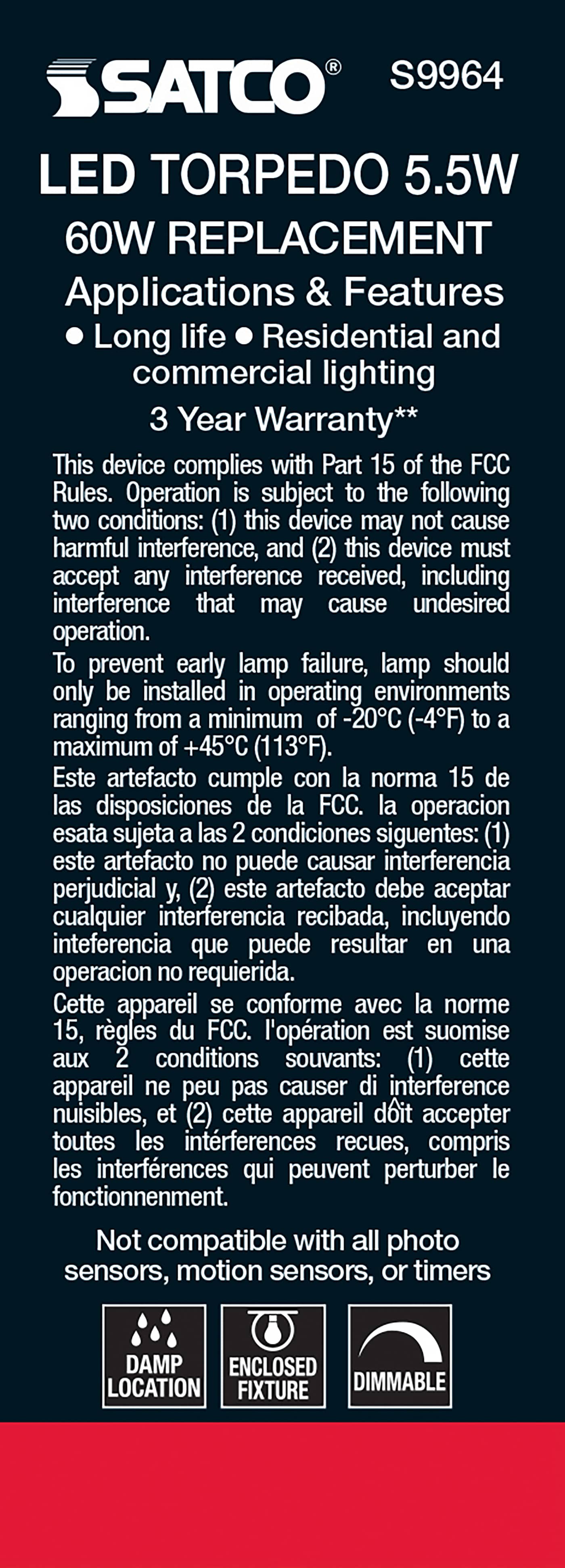 5.5W ETC/LED/27K/CL/120V - S9964