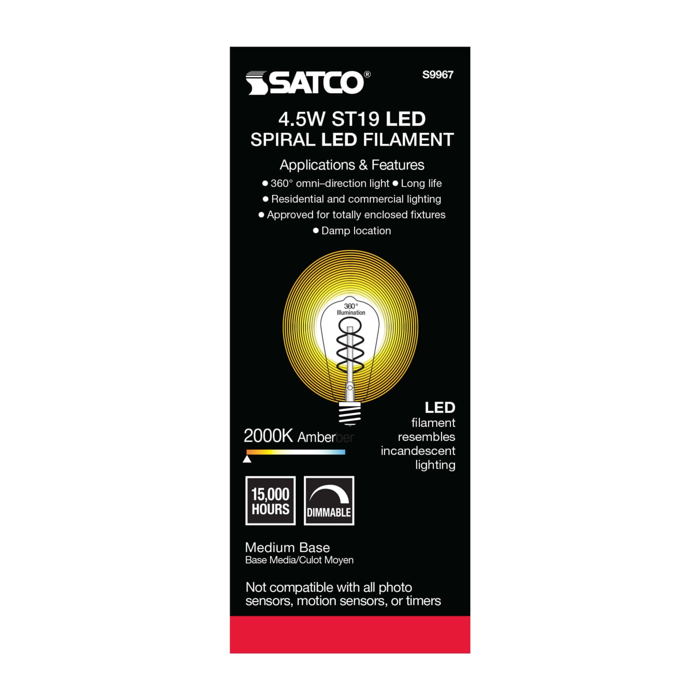 4.5ST19/SPIRAL/LED/AMB/120V - S9967