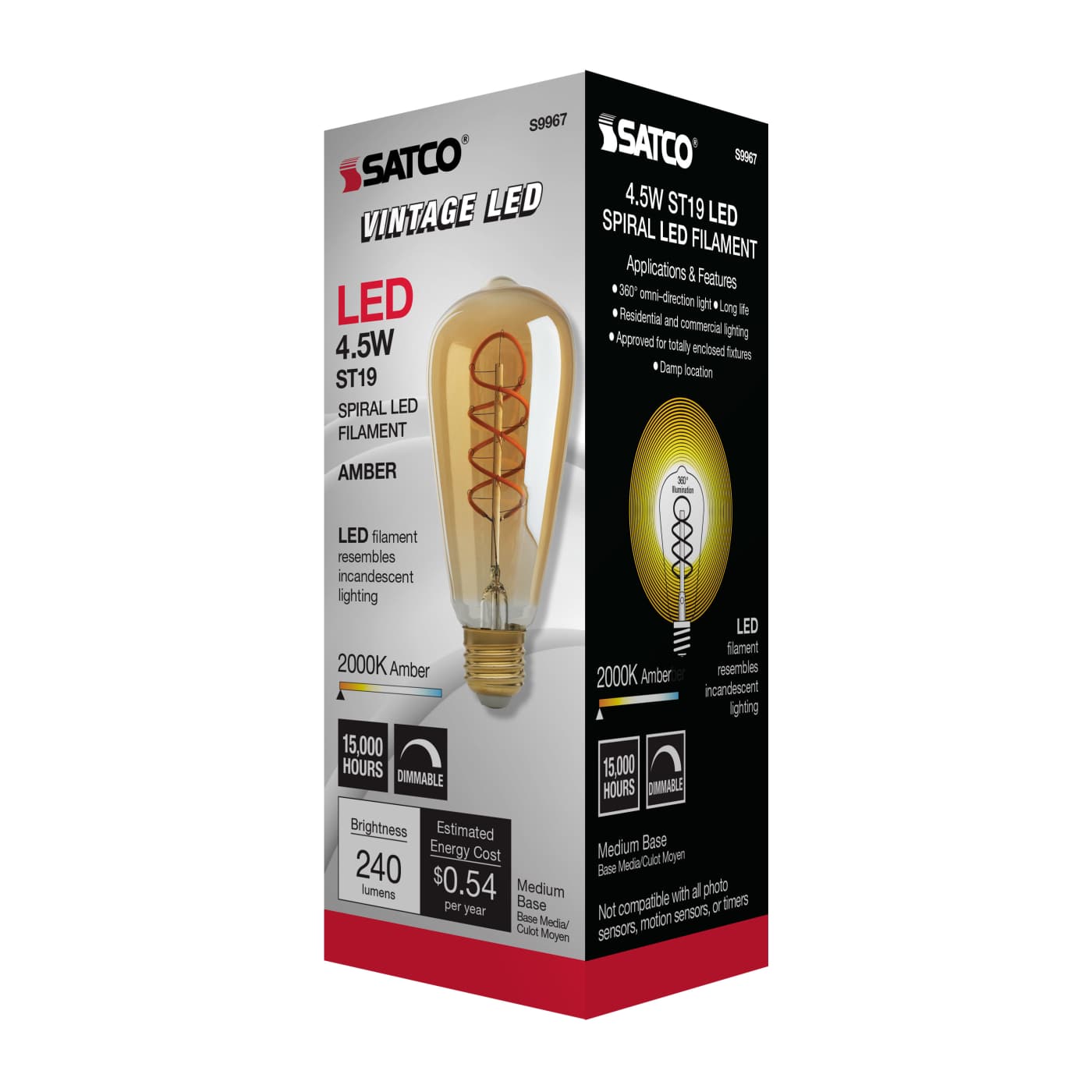 4.5ST19/SPIRAL/LED/AMB/120V - S9967