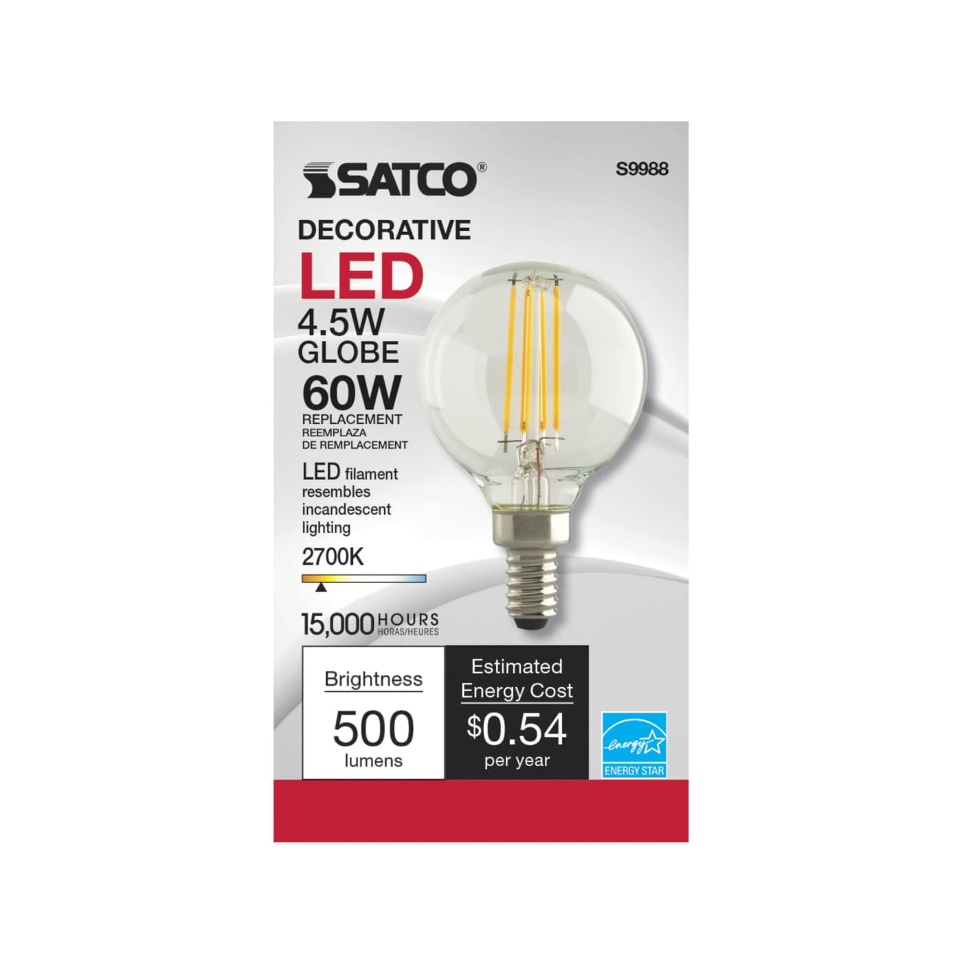 4.5G16.5/LED/CL/27K/120V/E12 - S9988