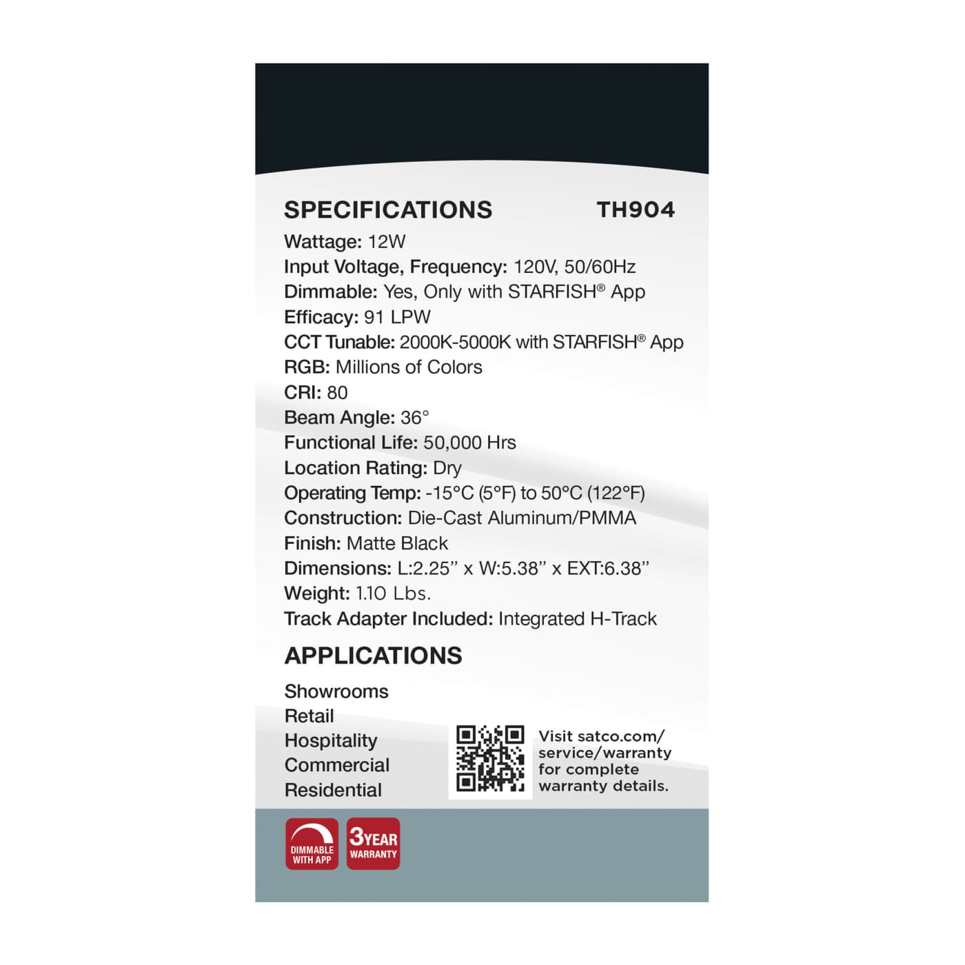 12W LED TRACK HEAD ROUND - TH904