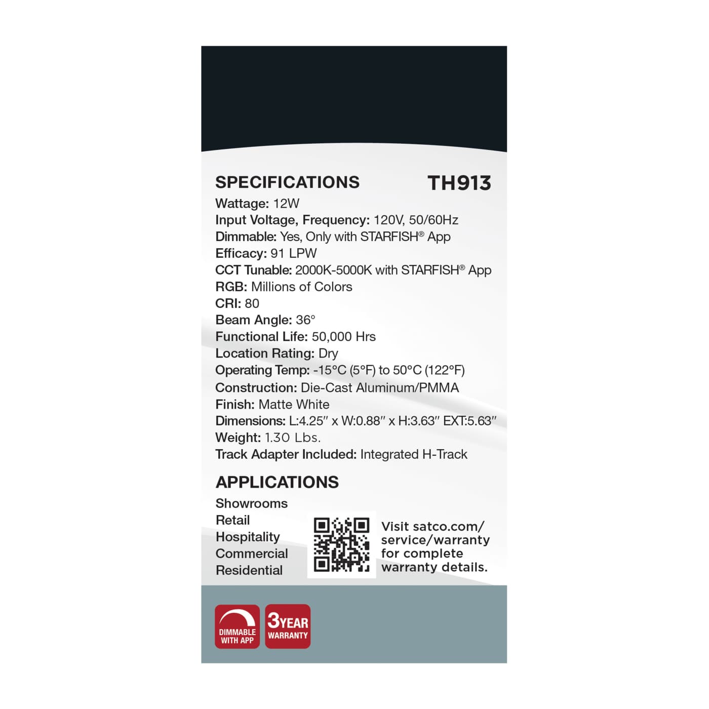 12W LED TRACK HEAD PINCH BACK - TH913