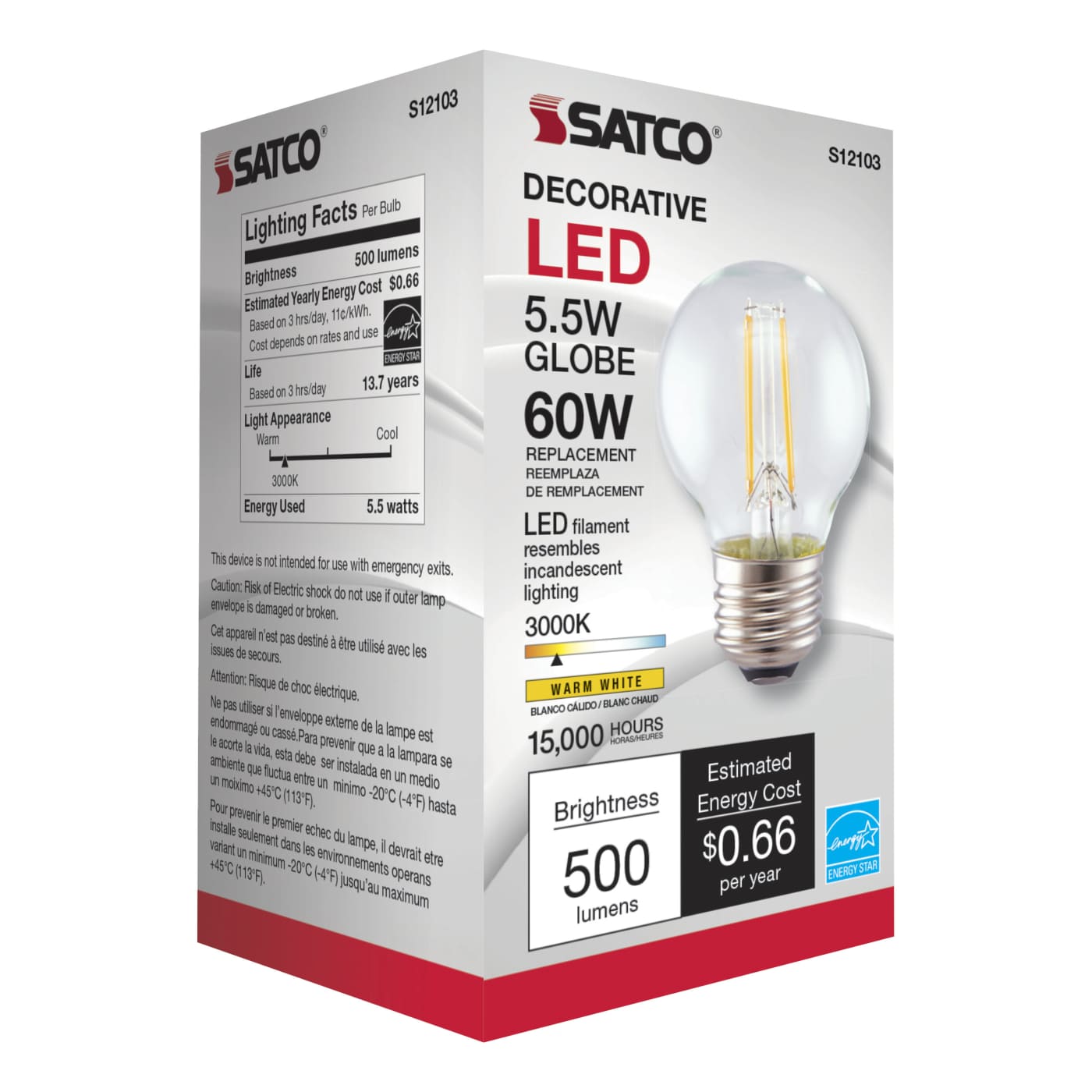 5.5G16.5/LED/CL/3K/120V/E26 - S12103