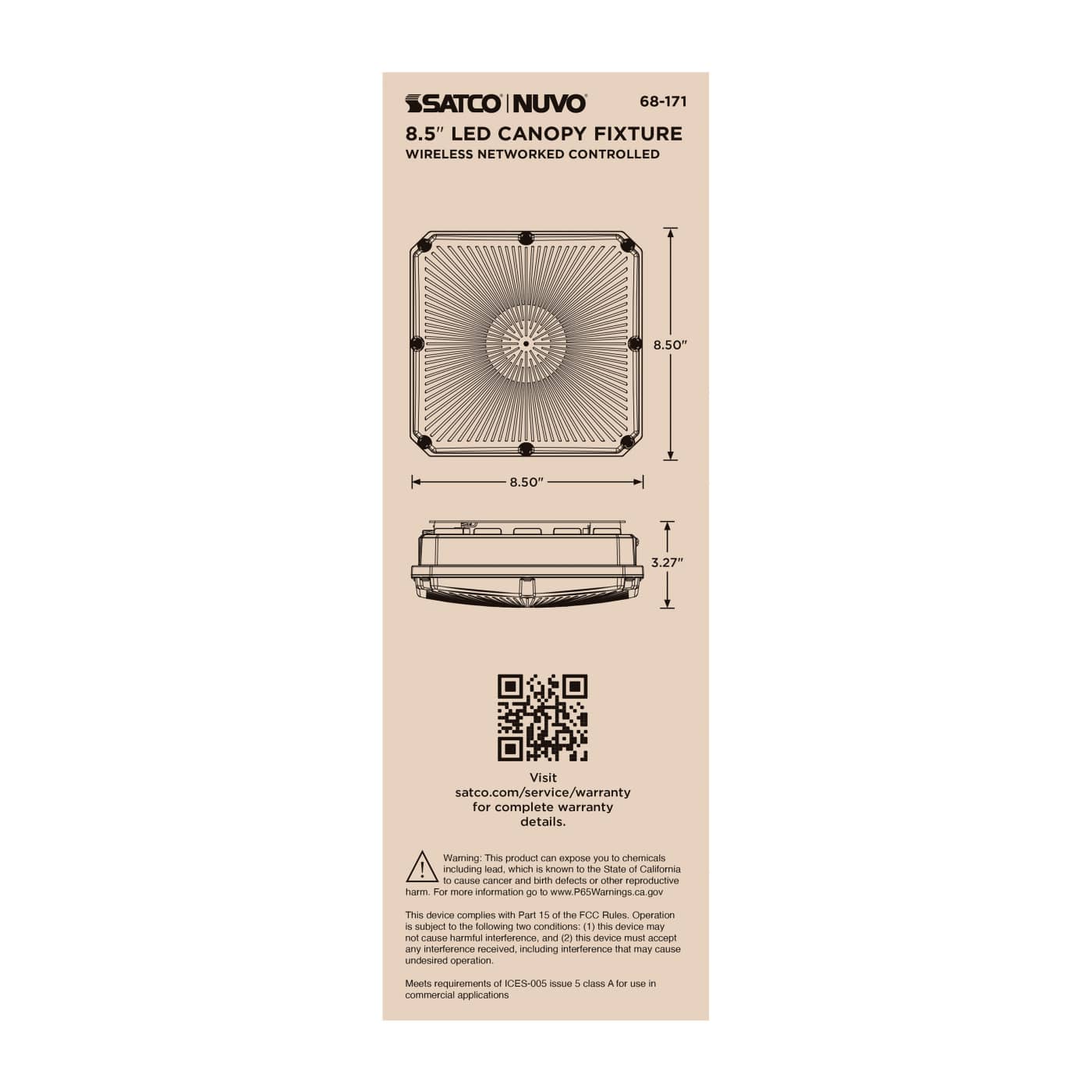 DOMINO 8.5" CANOPY LIGHT SQ - 68-171