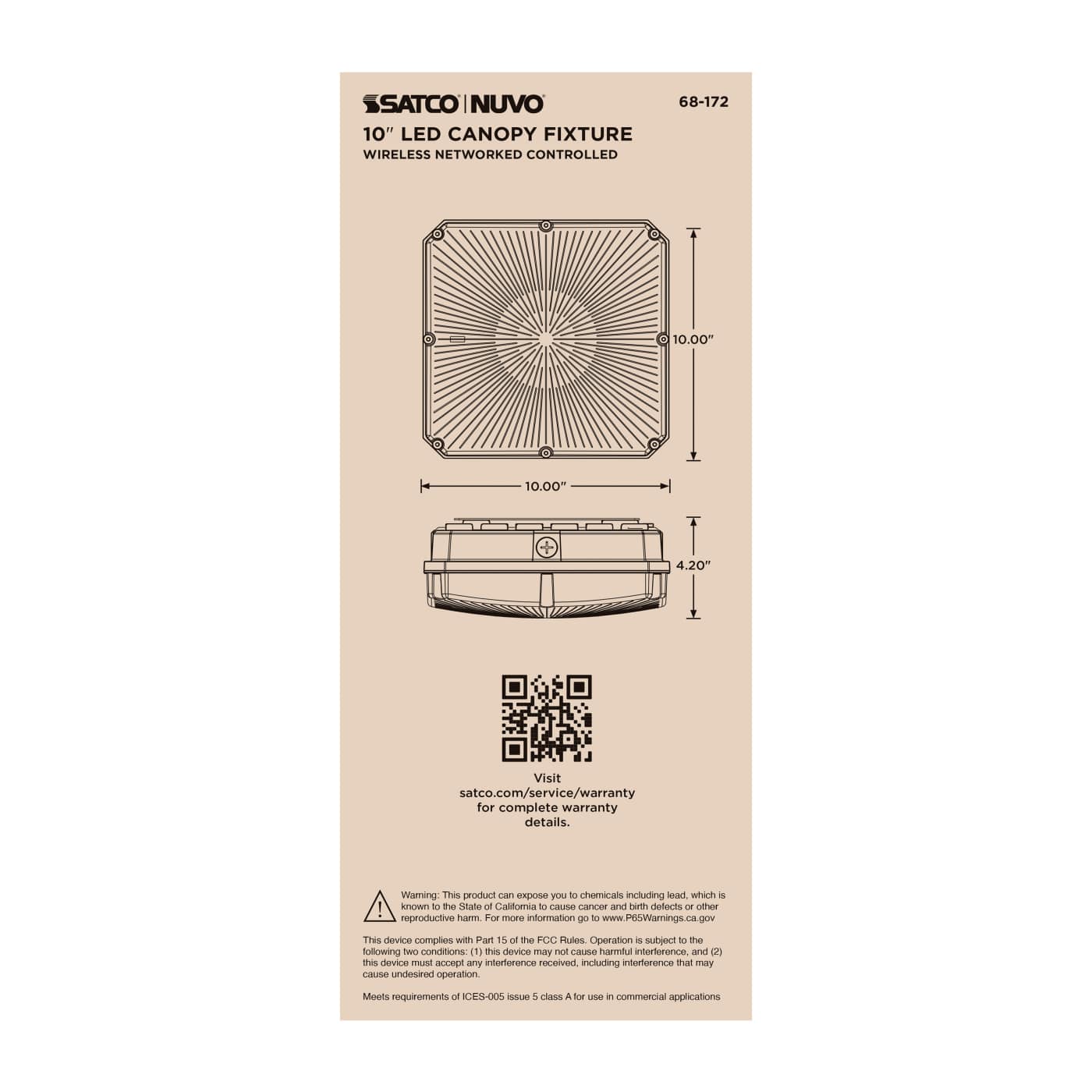 DOMINO 10" CANOPY LIGHT SQ - 68-172