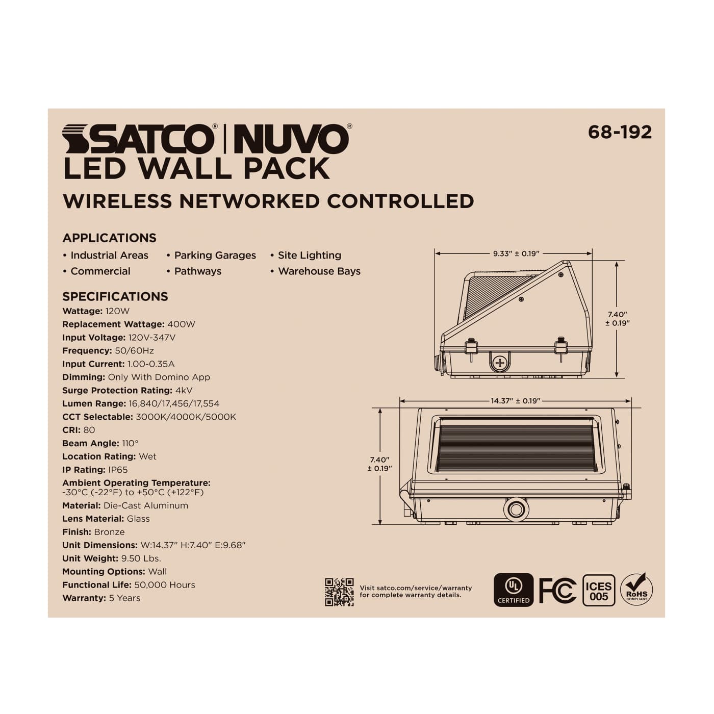 DOMINO WALL PACK 120-347V - 68-192