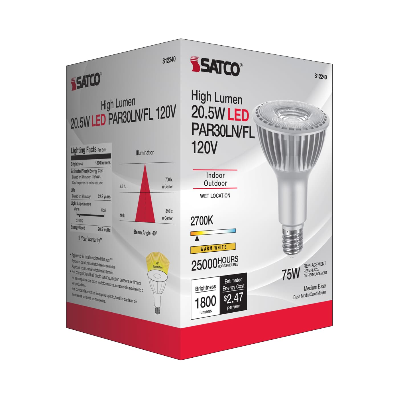 20.5PAR30LN/LED/827/HL/120V/FL - S12240