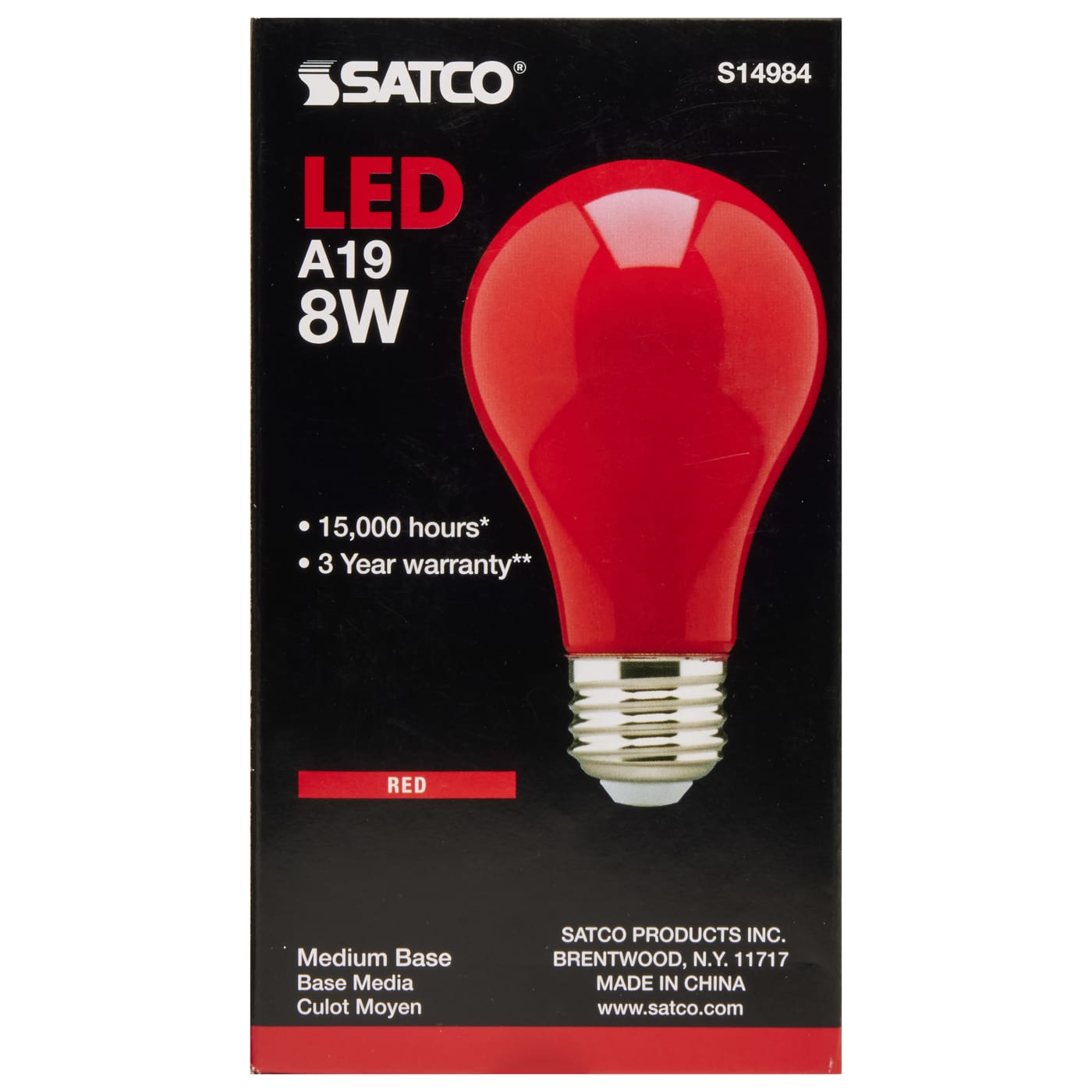 S14984 8A19/RED/LED/E26/120V