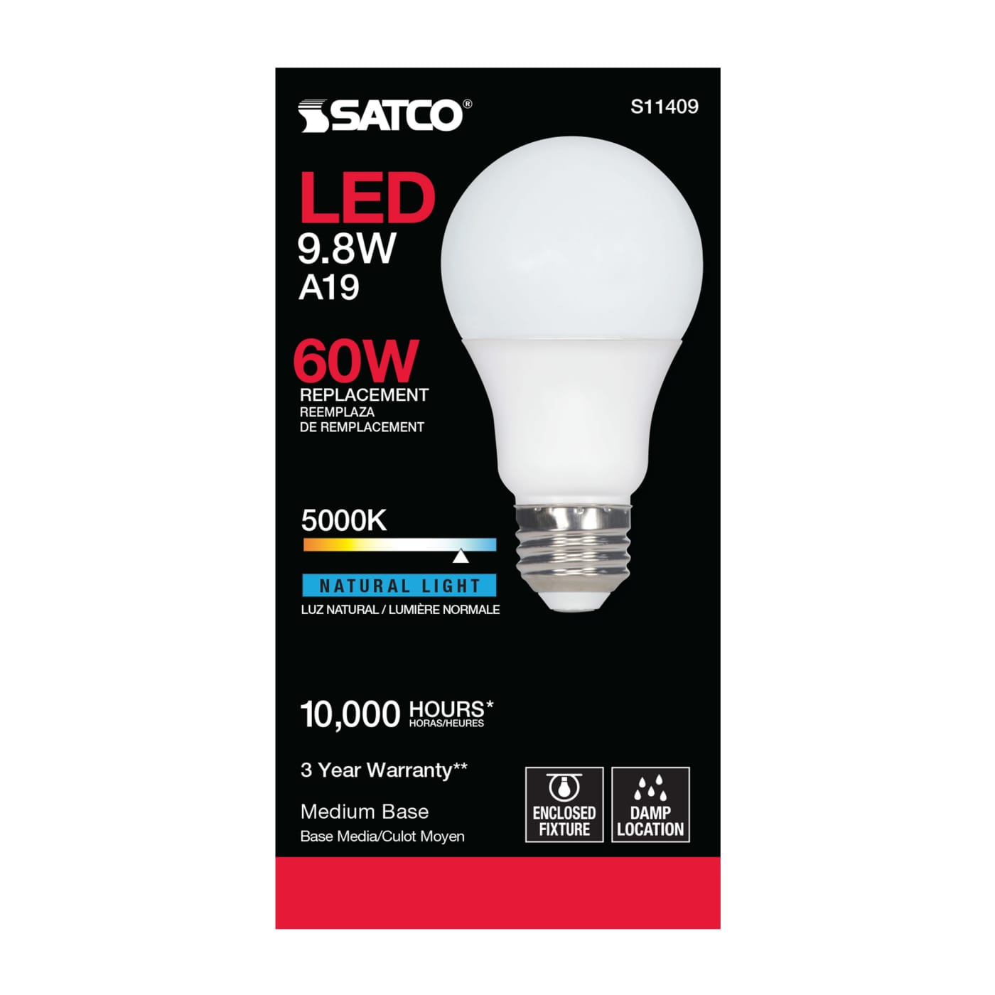 9.8A19/LED/50K/120V/ECO/ND - S11409