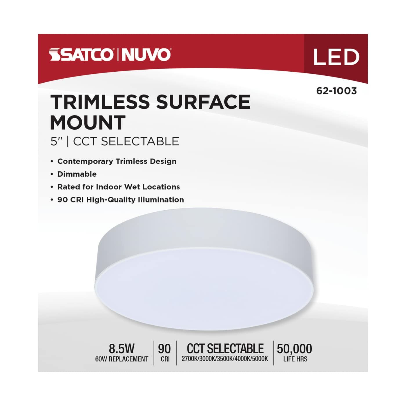 9W 5" 5CCT 120V WHT FIXTURE - 62-1003