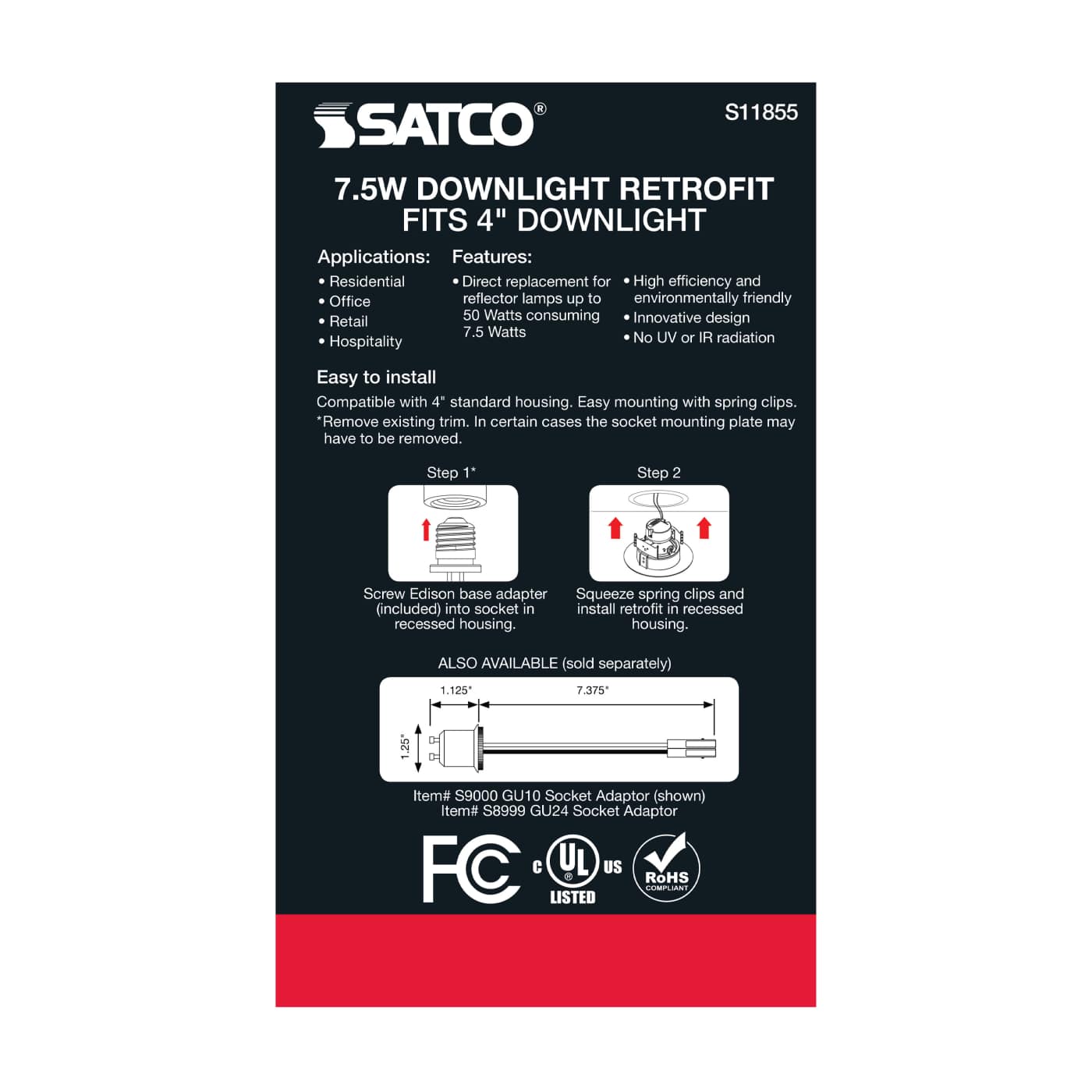7.5WLED/DIR/4/60'/CCT-SEL/120V - S11855