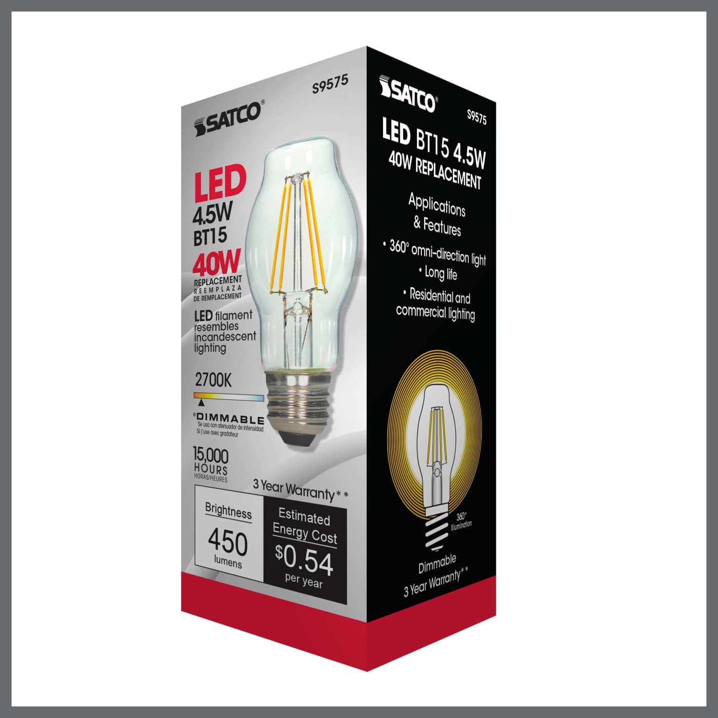 4.5BT15/CL/LED/E26/27K/120V - S9575