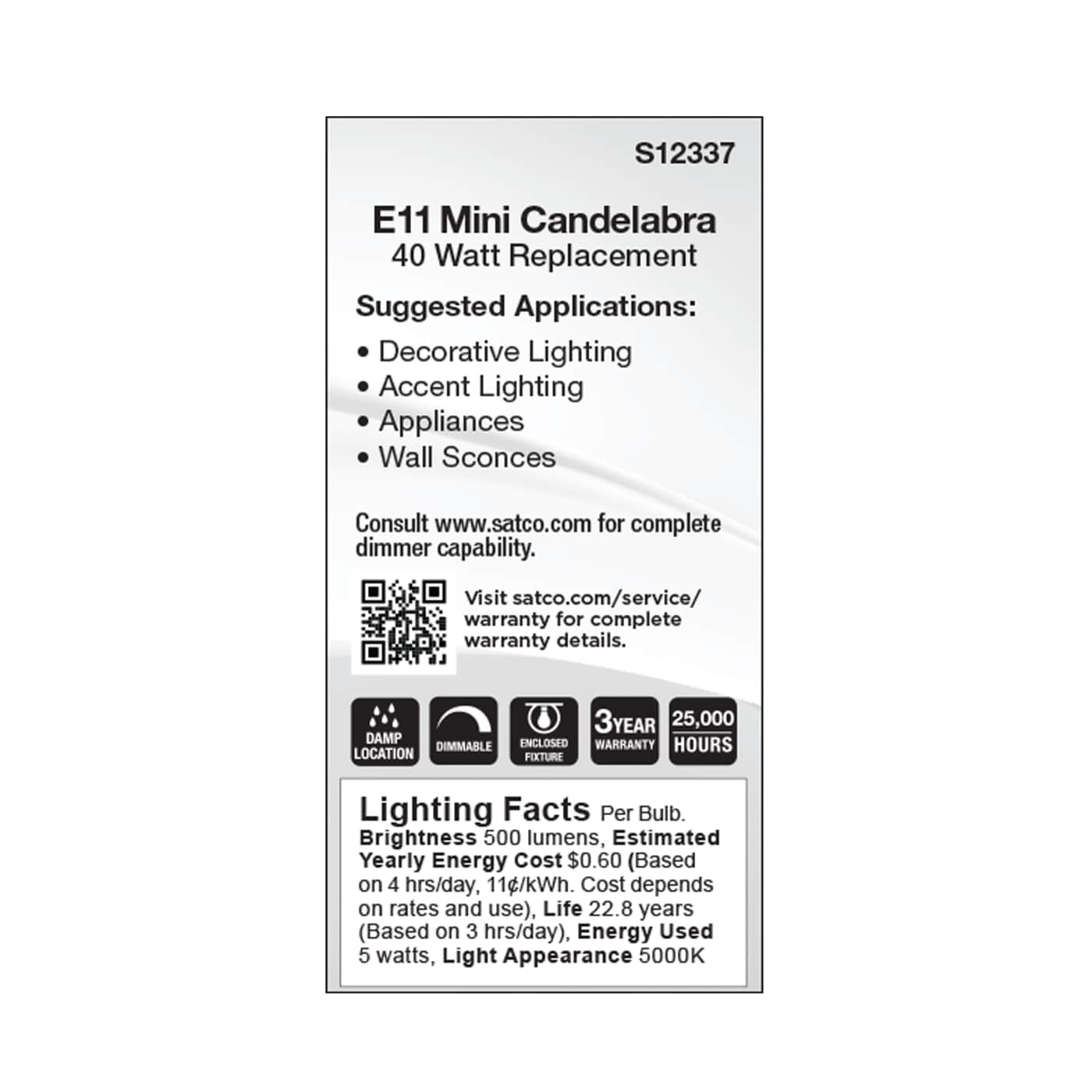 5W/LED/E11/FR/850/120V - S12337