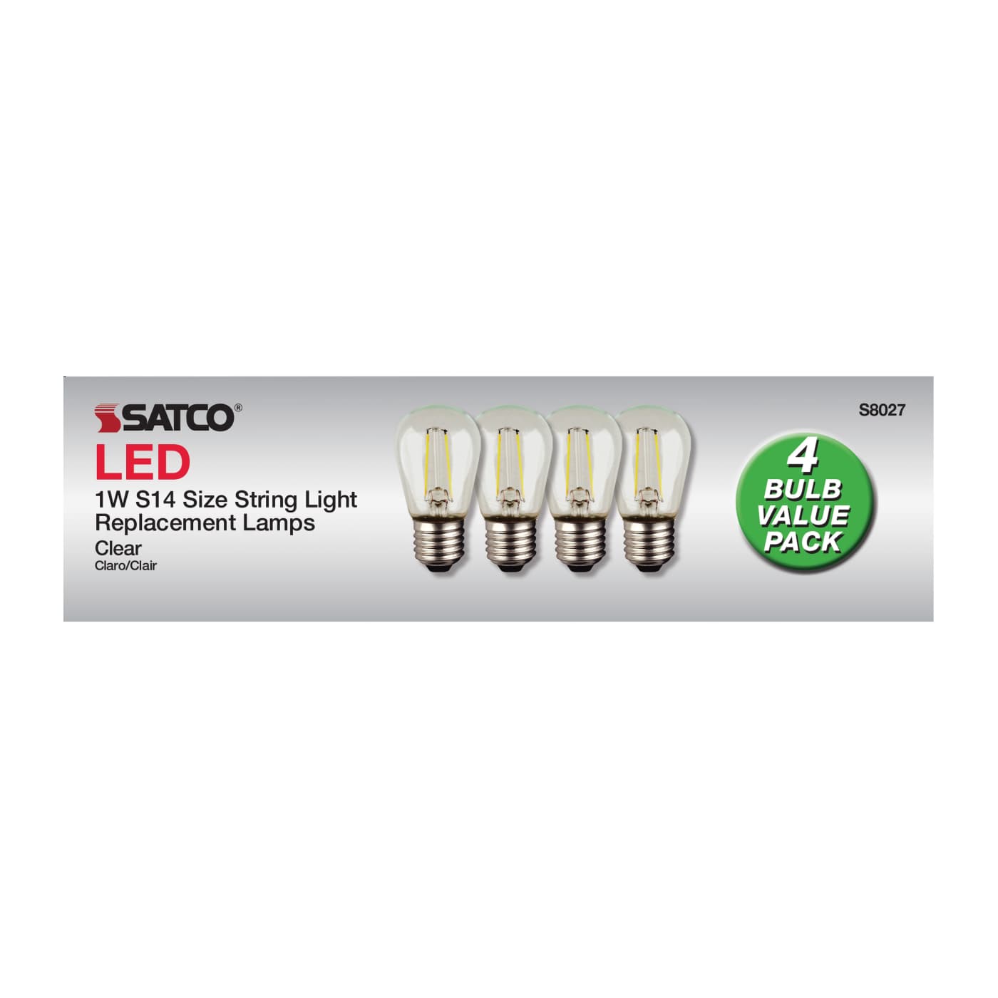 1W/LED/S14/CL/822/120V/ND/4PK - S8027