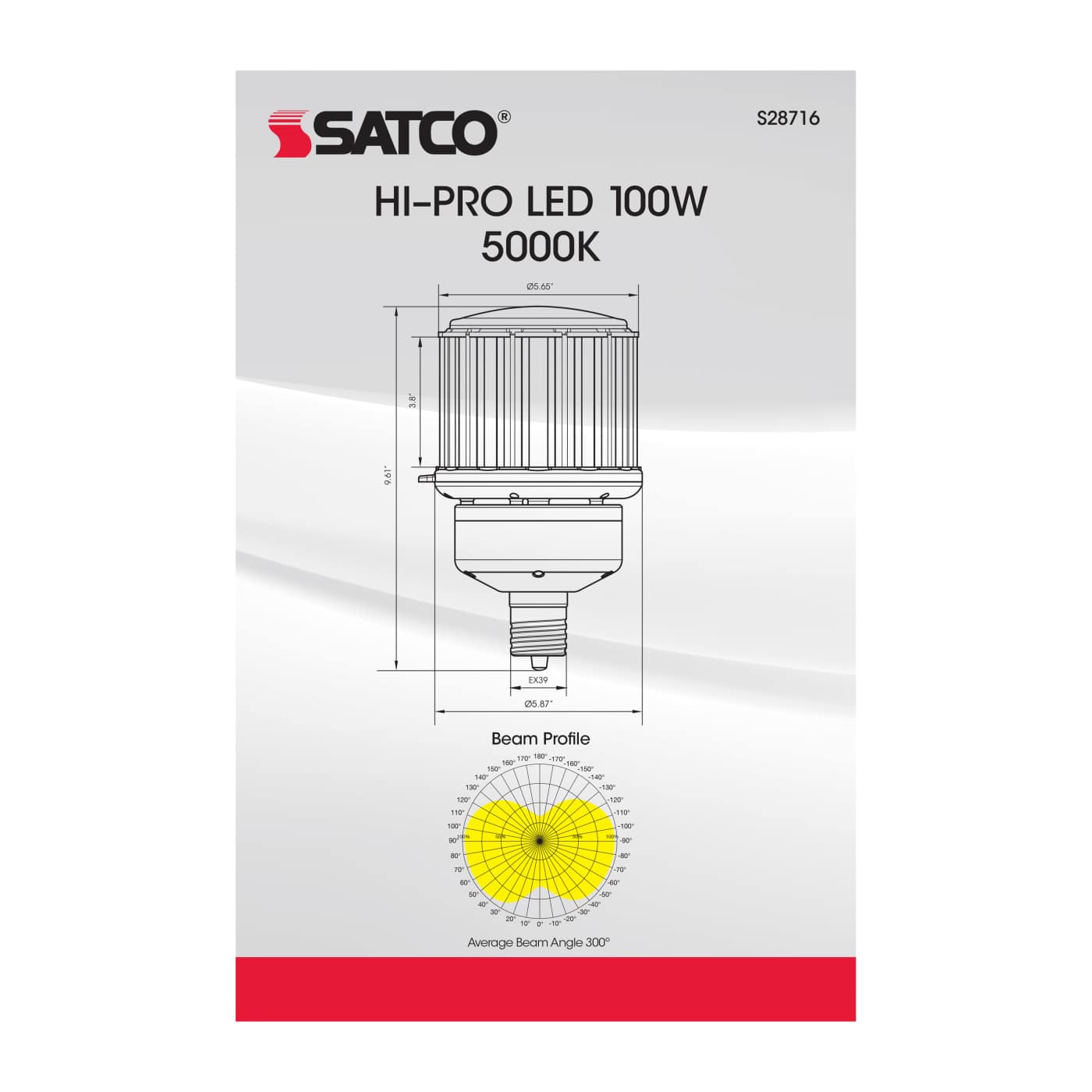 100W/LED/HID/5K/277-347V/EX39 - S28716