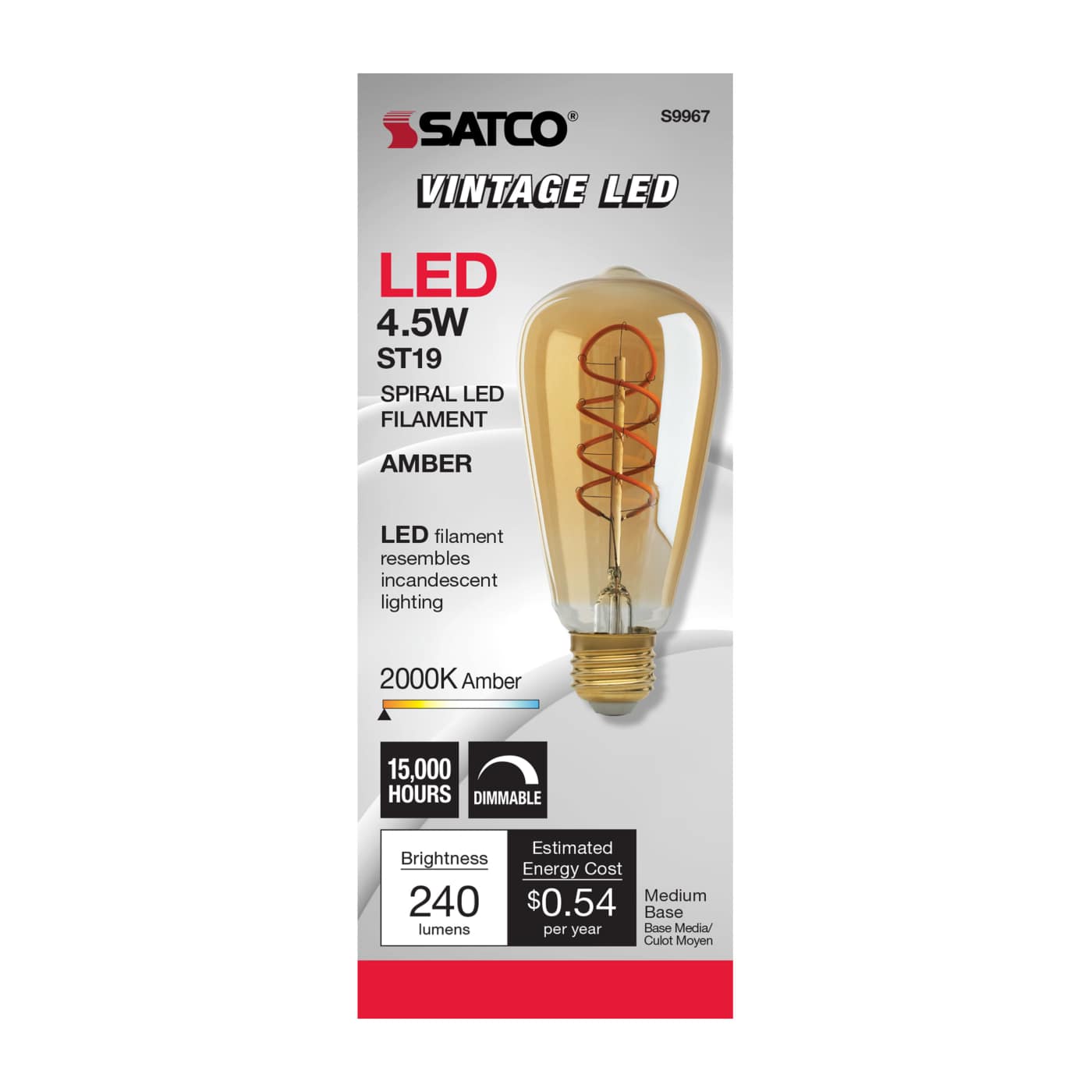 4.5ST19/SPIRAL/LED/AMB/120V - S9967