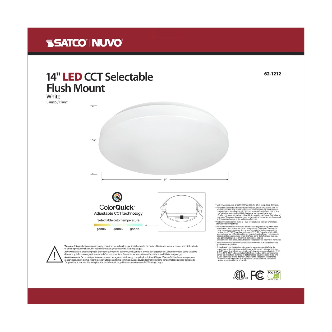 14" ACRYLIC LED FLUSH FIXTURE - 62-1212